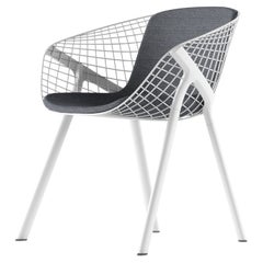 Alias 040 Kobi Chair with Medium Pad in Grey with White Lacquered Aluminum Frame