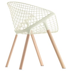 Alias 041 Sedia Kobi Wood con struttura in legno laccato bianco e Oak naturale