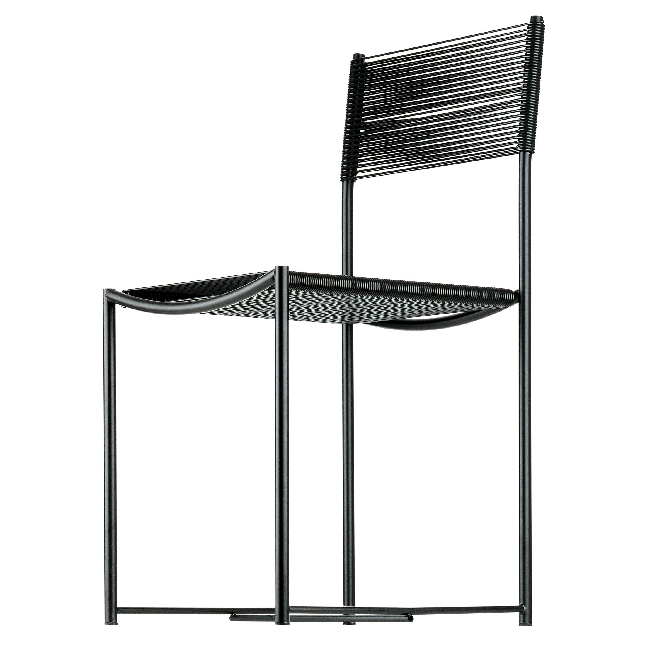Alias 101 Spaghettistuhl mit schwarzem PVC-Sitz und schwarz lackiertem Stahlgestell