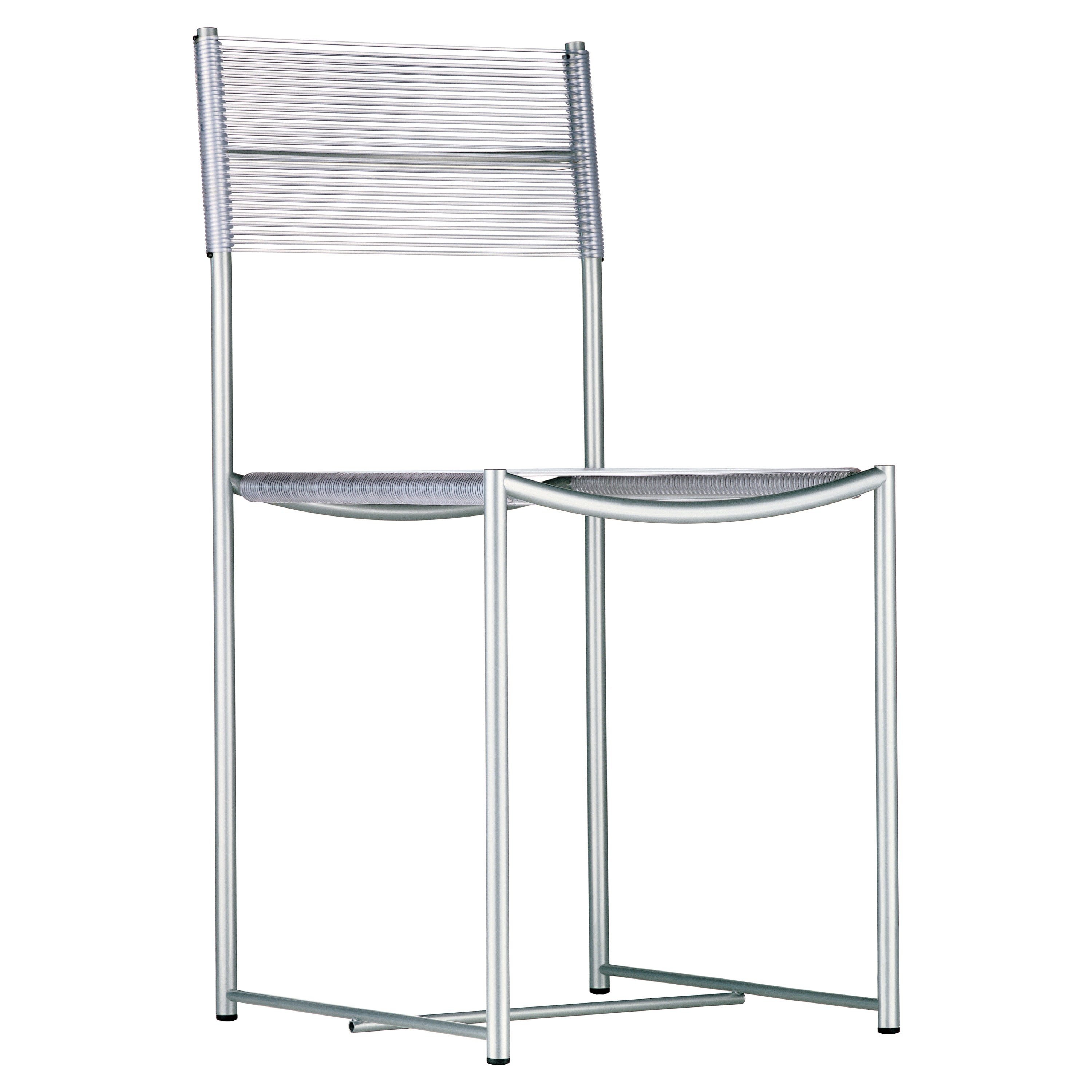Alias 101 Spaghettistuhl mit Sitz aus klarem PVC und verchromtem Stahlgestell