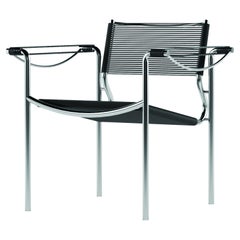 Alias 109 Spaghetti-Sessel mit schwarzem PVC-Sitz und verchromtem Stahlgestell