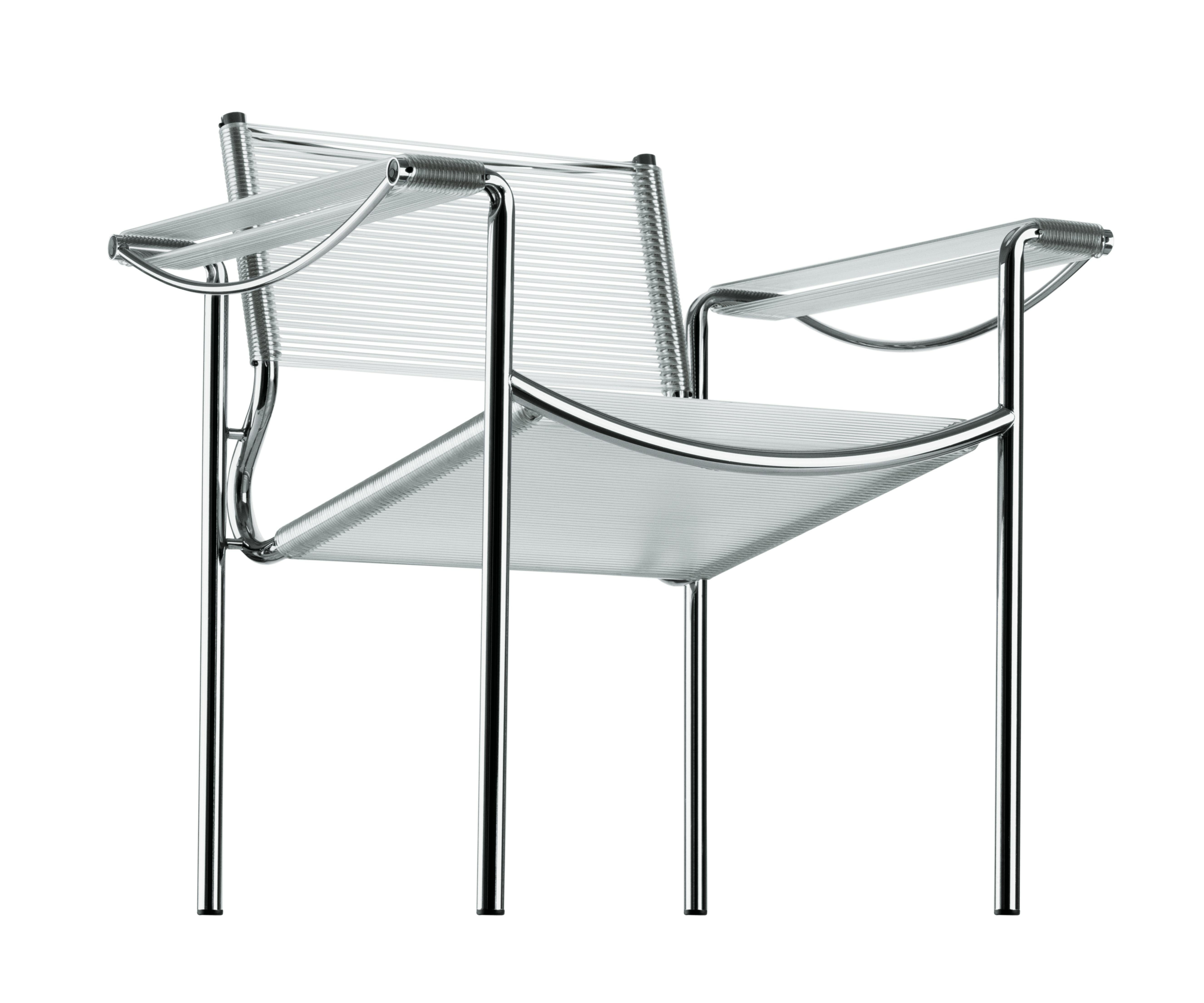 Alias 109 Spaghetti Armchair with Clear PVC Seat and Chromed Steel Frame by Giandomenico Belotti

Stacking armchair with structure in chromed or lacquered steel, seat, back and arms in PVC.

(1922-2004) After graduating in architecture from the