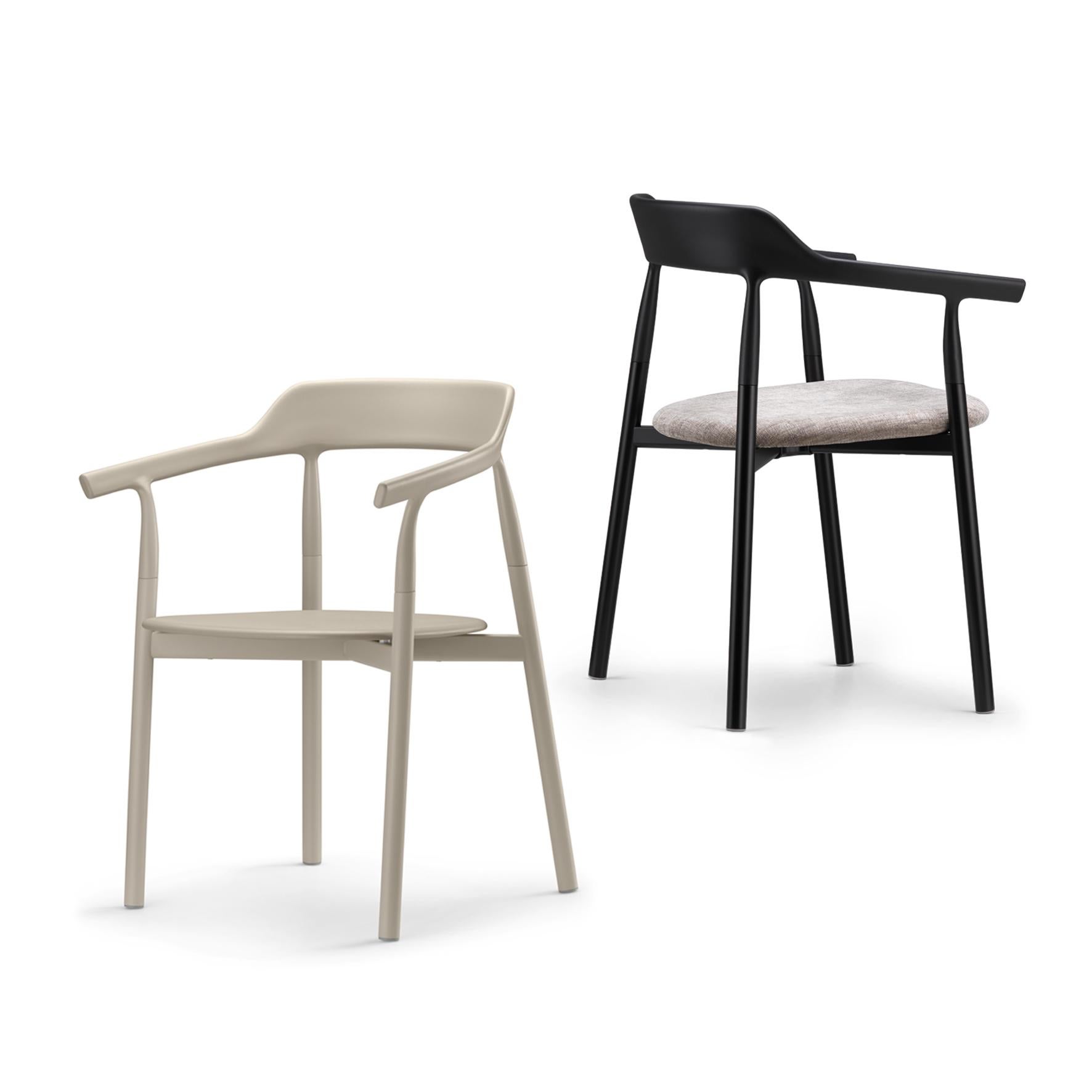 Alias 10E Zweig-Comfort-Stuhl mit weißer Polsterung und schwarz lackiertem Stahlgestell (Lackiert) im Angebot