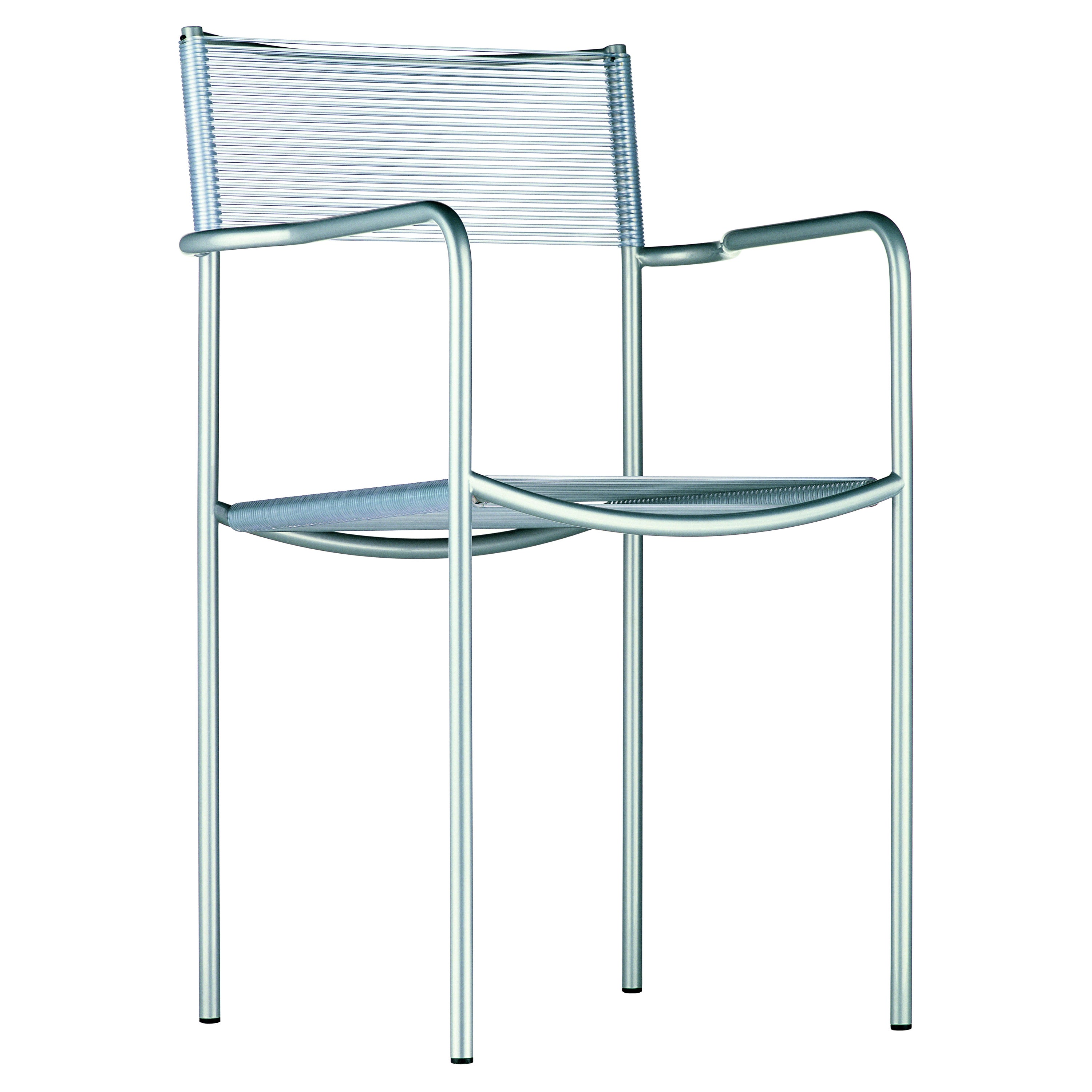 Sillón con Reposabrazos Alias 131 Spaghetti con Asiento de PVC Transparente y Estructura de Acero Cromado