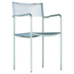 Sillón con Reposabrazos Alias 131 Spaghetti con Asiento de PVC Transparente y Estructura de Acero Cromado