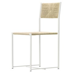 Alias 150 Paludis Chair in Yellow Straw Seat with White Lacquered Steel Frame