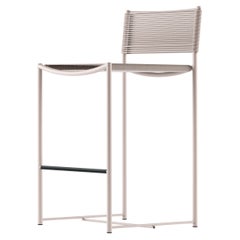 Tabouret spaghetti Alias 164 avec assise en PVC beige et cadre en acier laqué sable