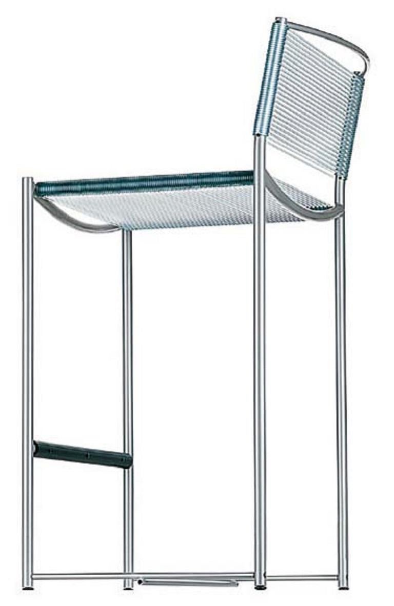Alias 164 Spaghetti Stool with Clear PVC Seat and Chromed Steel Frame by Giandomenico Belotti

Medium height stool with structure in chromed orlacquered steel and footrest in steel covered with black PVC; seat and back in PVC.

(1922-2004) After