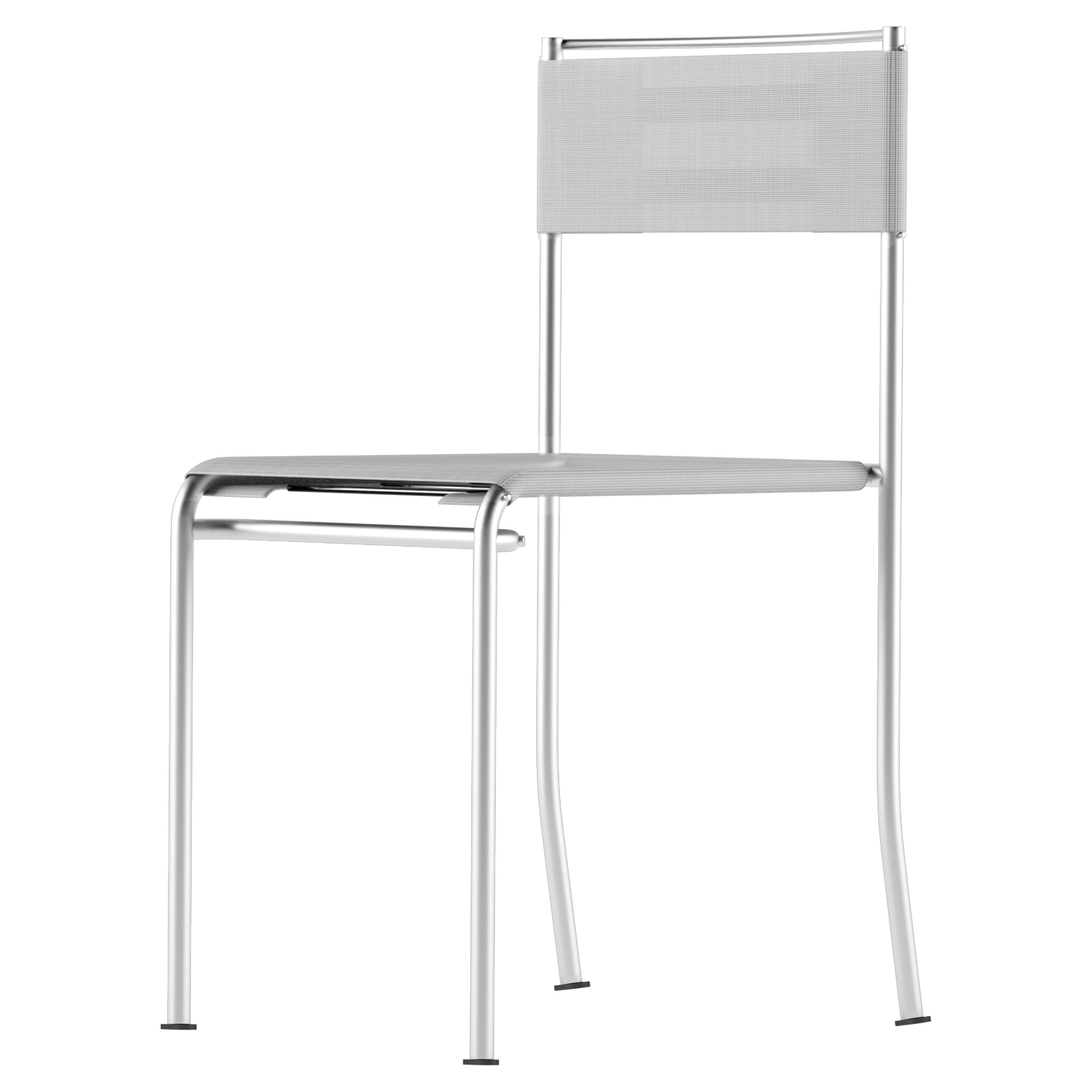 Silla de exterior Alias 200_O Green Gemini de malla gris claro con estructura de acero