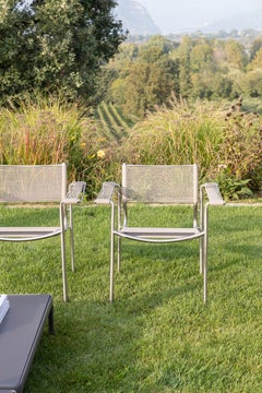Alias 202 Outdoor Green PVC Armchair in Brushed Stainless Steel Frame
