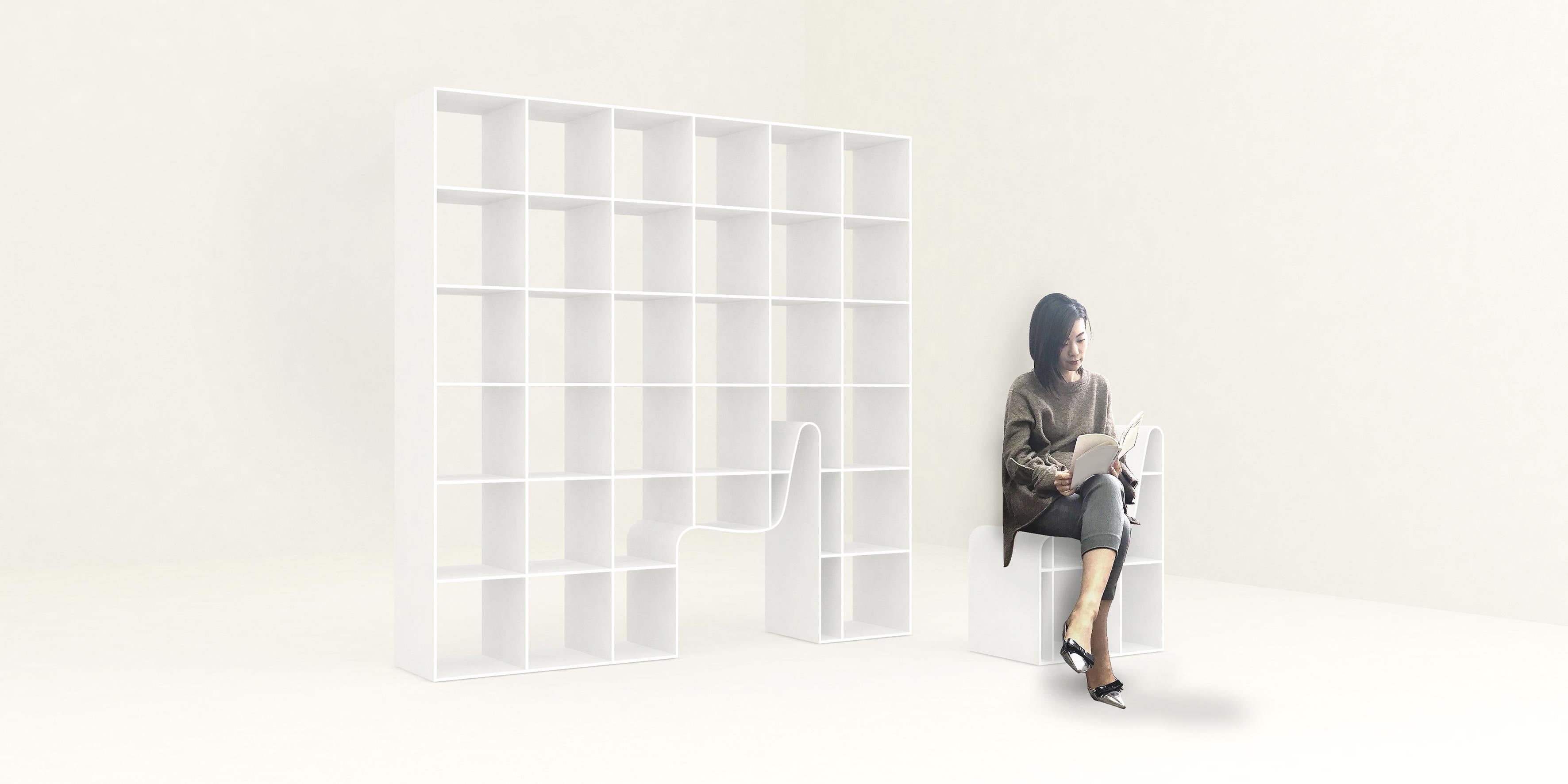 Italian Alias 210 Bookchair Bookcase with Chair in White Lacquered MDF by Sou Fujimoto For Sale