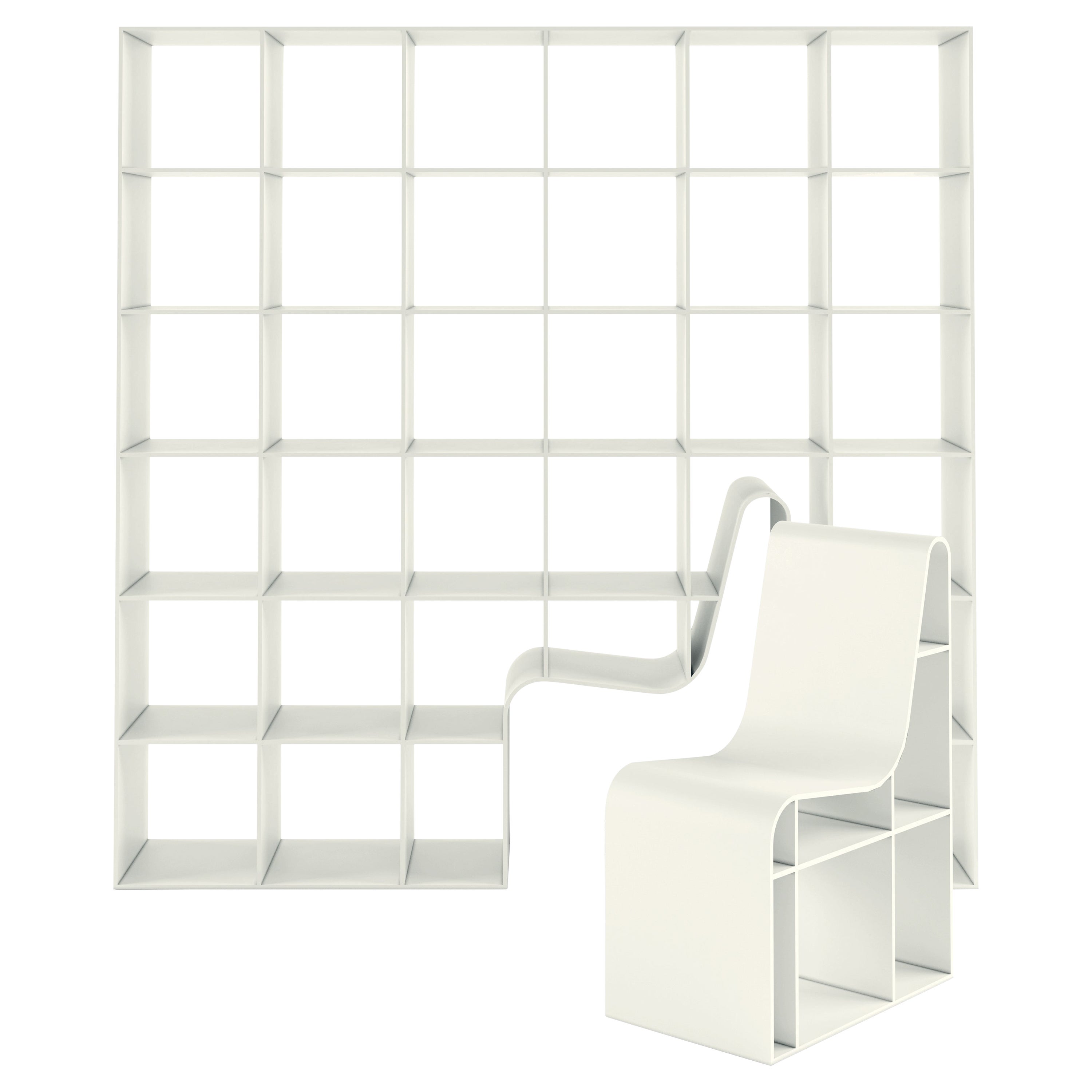 Bibliothèque avec chaise en MDF laqué blanc Alias 210 de Sou Fujimoto en vente
