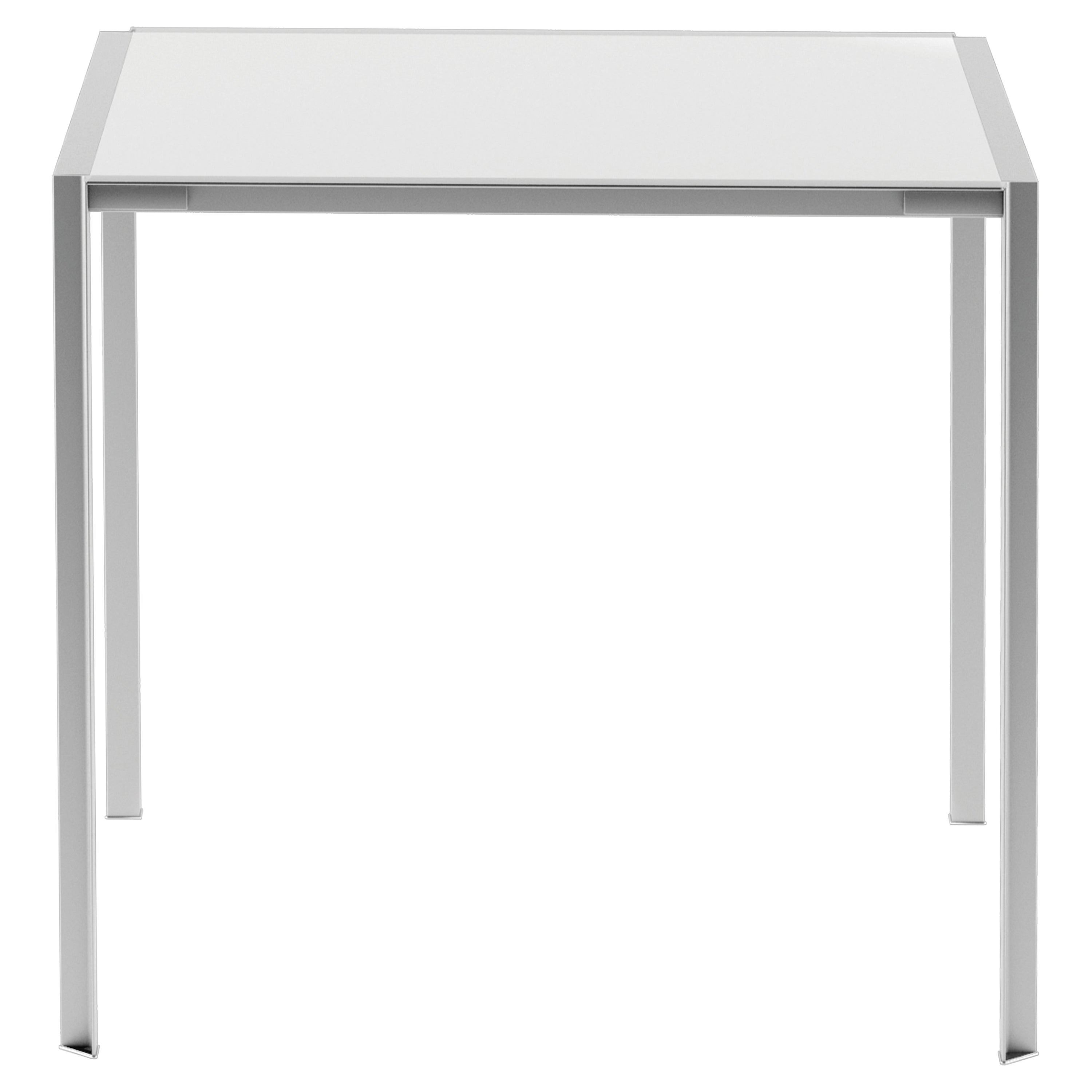 Alias 227_O Table Greene 80x80 avec cadre en acier inoxydable brossé et plateau en Dekton
