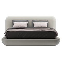 Alias 28A Small Okome Bed with Headboard Upholstered in White by Nendo