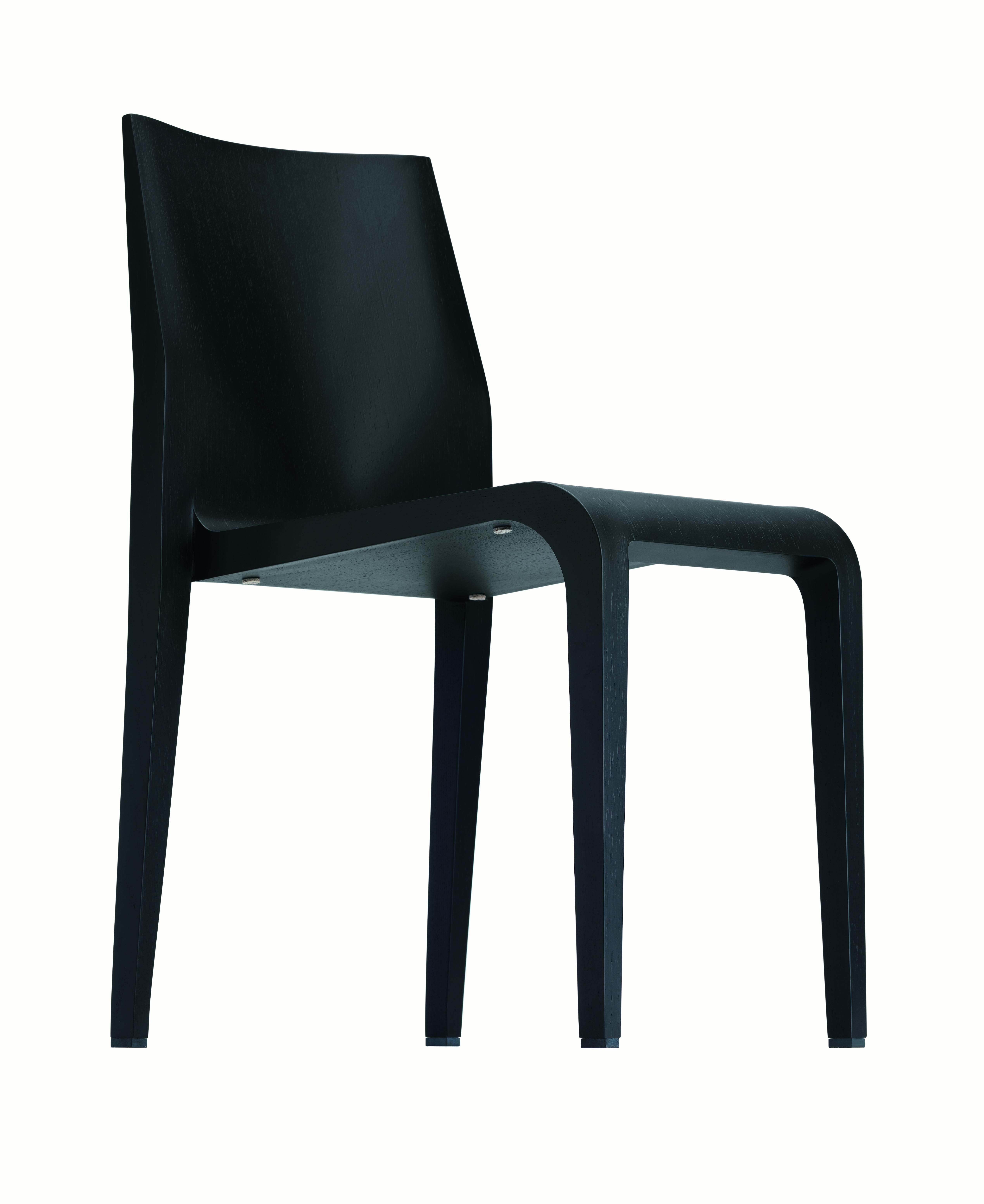 Alias 301 Laleggera Chair in Black Color Stained Wood by Riccardo Blumer

Stacking chair with structure in solid maple or ash. Maple veneer or oak veneer. Internal support in injected polyurethane foam. Finish in transparent laquage or in colored