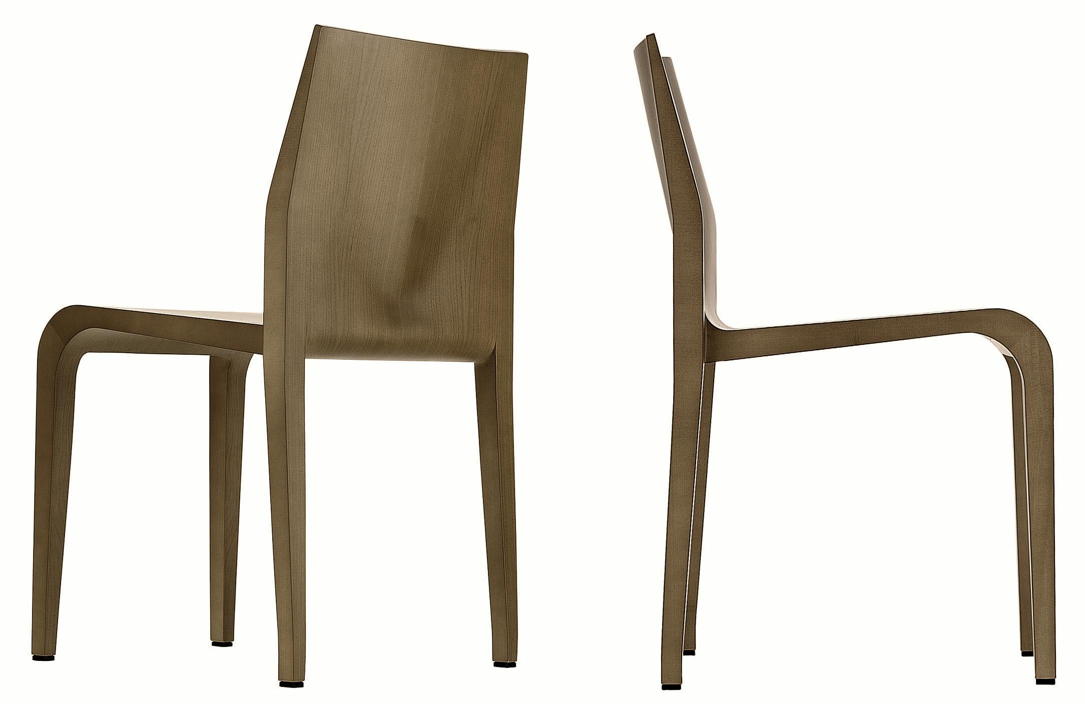 Alias 301 Laleggera Chair in Oak Canaletto Walnut Wood by Riccardo Blumer

Stacking chair with structure in solid maple or ash. Maple veneer or oak veneer. Internal support in injected polyurethane foam. Finish in transparent laquage or in colored