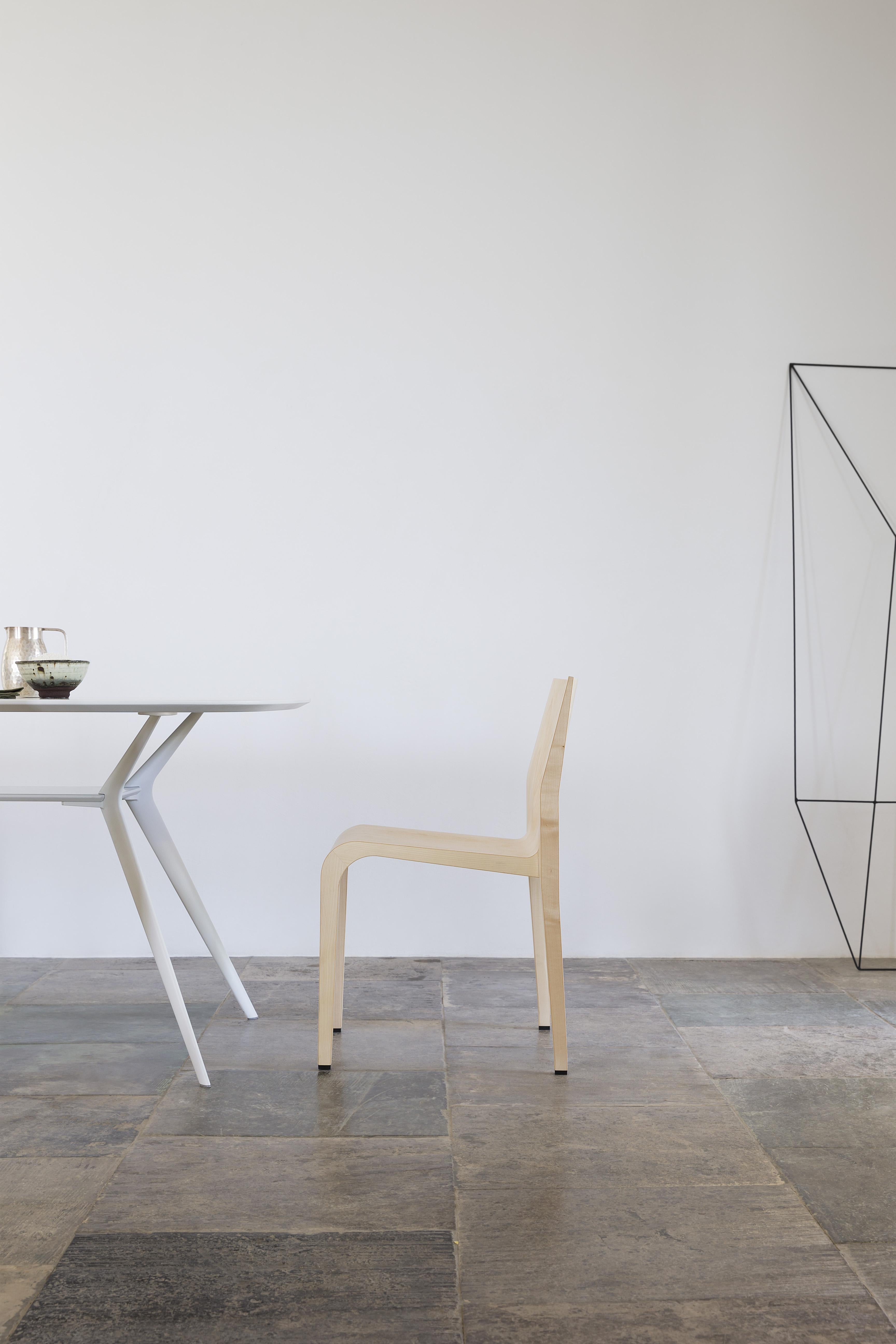 Alias 301 Laleggera Chair in White Color Stained Wood by Riccardo Blumer For Sale 2