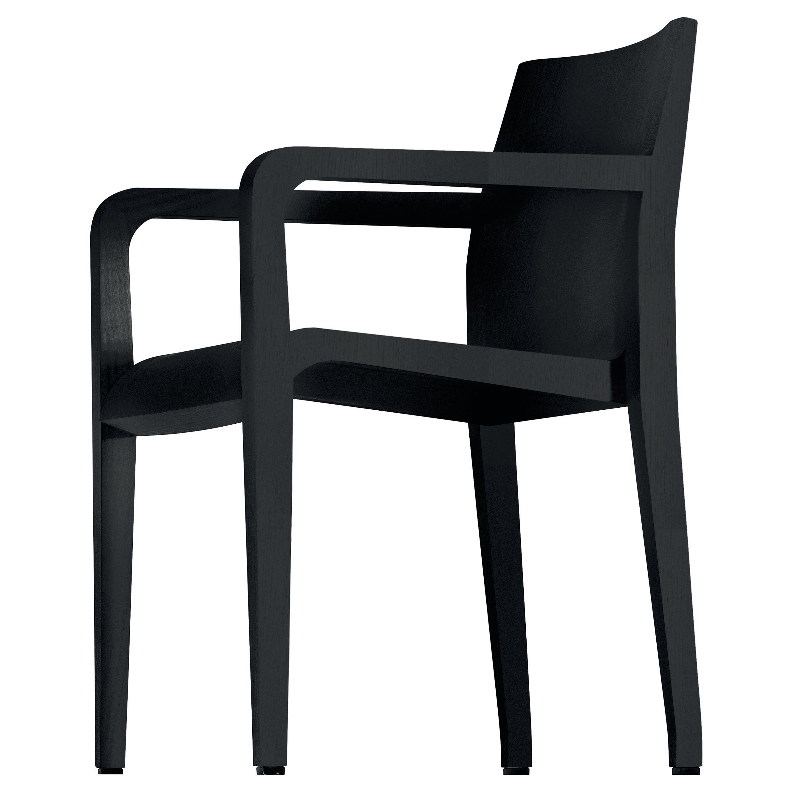 Sedia con braccioli Alias 304 Laleggera in Wood tinto nero di Riccardo Blumer