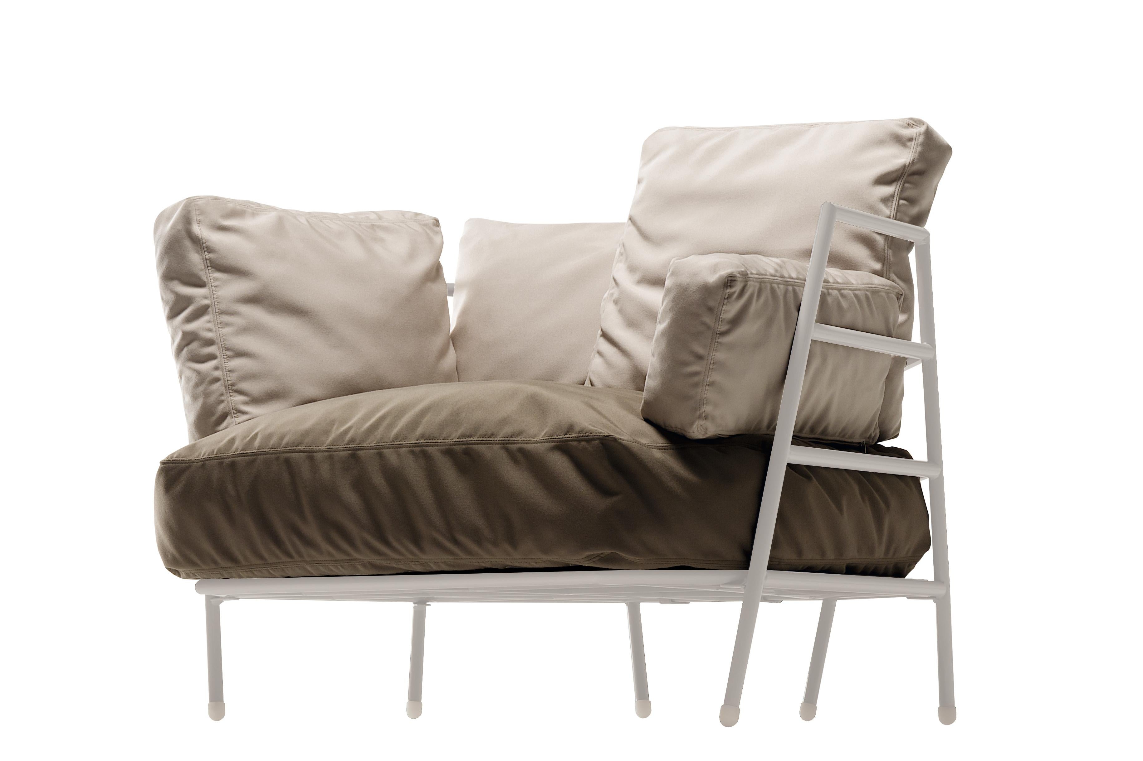 Italian Alias 370_O Dehors Outdoor Armchair with Upholstery and White Lacquered Frame For Sale