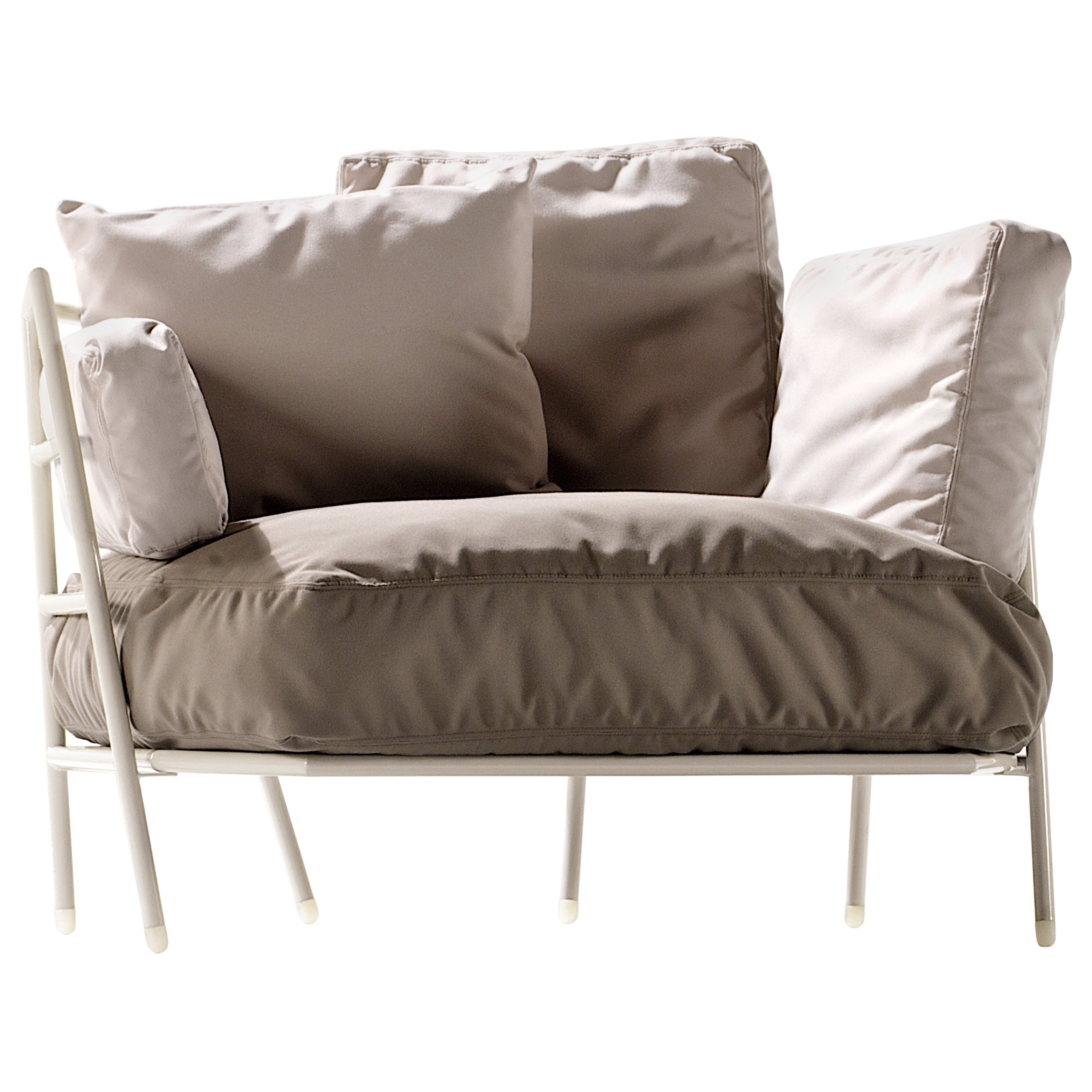 Sillón de exterior Alias 370_O Dehors con tapicería y estructura lacada en blanco