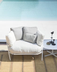 Alias 370_O Dehors Outdoor Armchair with Upholstery & Aubergine Lacquered Frame