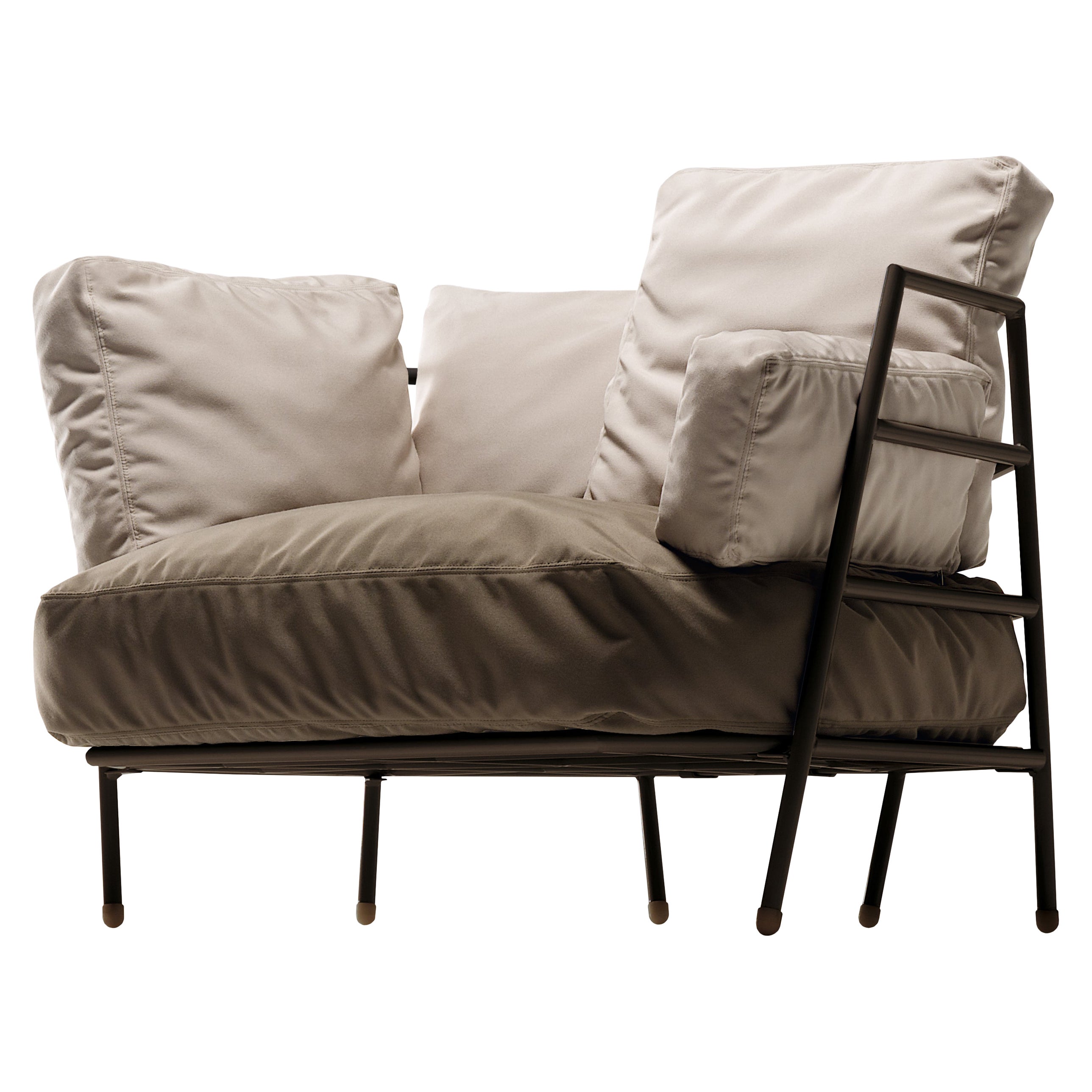Sillón de exterior Alias 370_O Dehors con tapicería y estructura lacada en berenjena