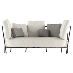 Alias 372_O Dehors 3 Seater Sofa in Light Grey Seat with Black Lacquered Frame