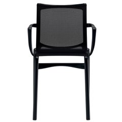 Alias 417 Stuhl mit hohem Gestell aus schwarzem Mesh und schwarz lackiertem Aluminiumrahmen