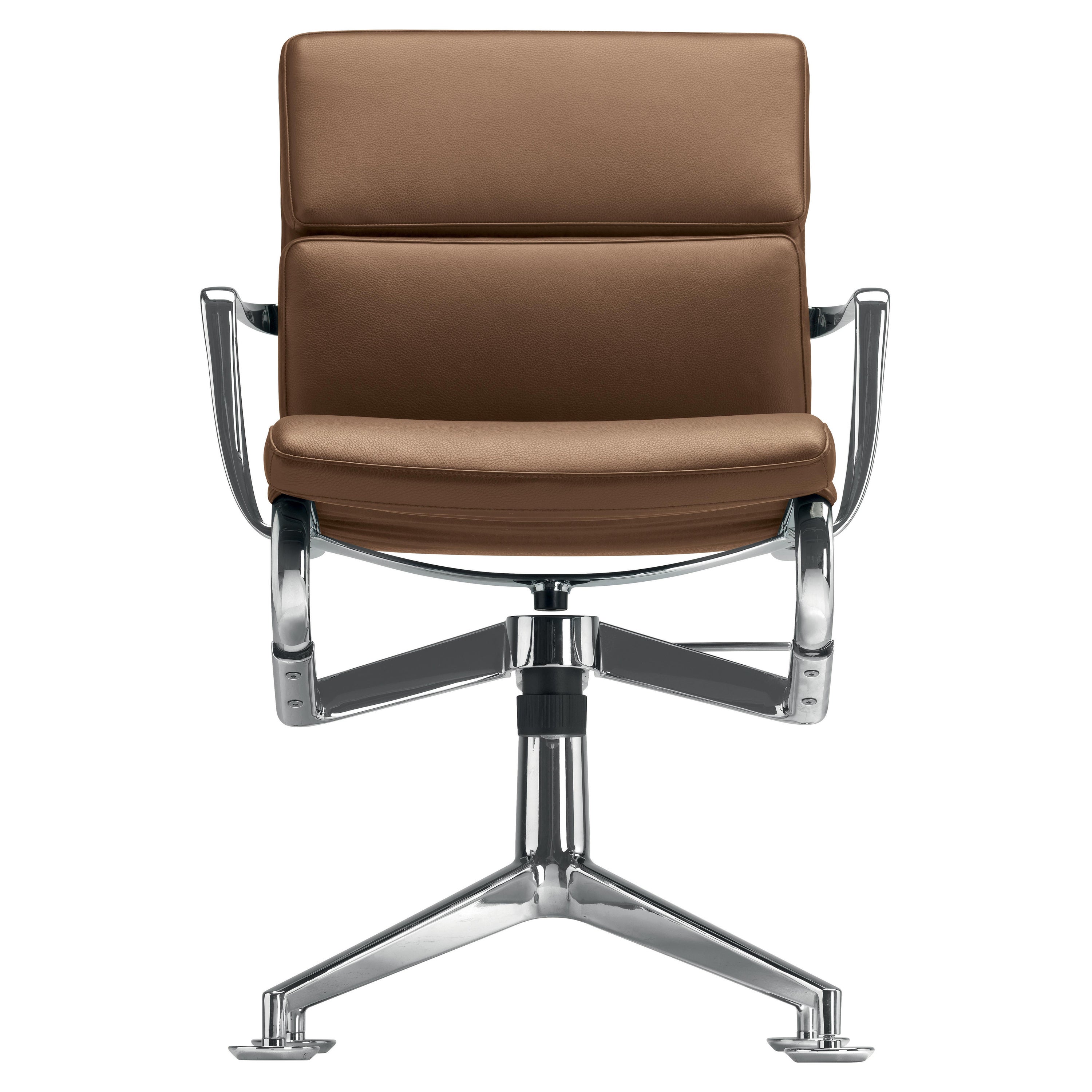 Meetingframe+ Tilt 47, weicher Stuhl mit Sitz aus braunem Siena und verchromtem Gestell