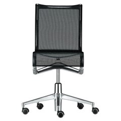 Alias 432 Chaise à cadre à roulettes 44 en maille noire avec cadre en aluminium chromé