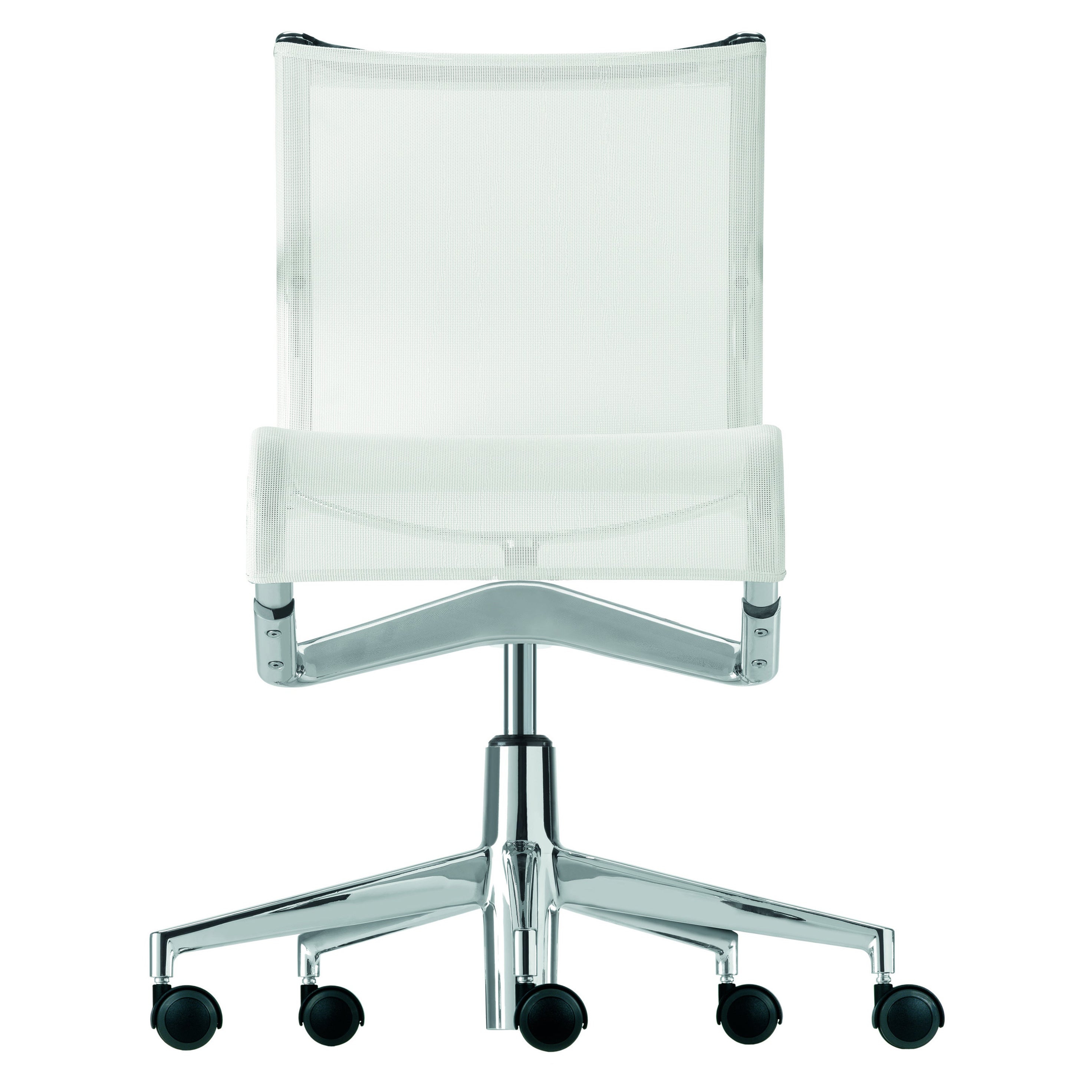 Alias 432 Rollingframe 44 Chair in White Mesh with Chromed Aluminum Frame