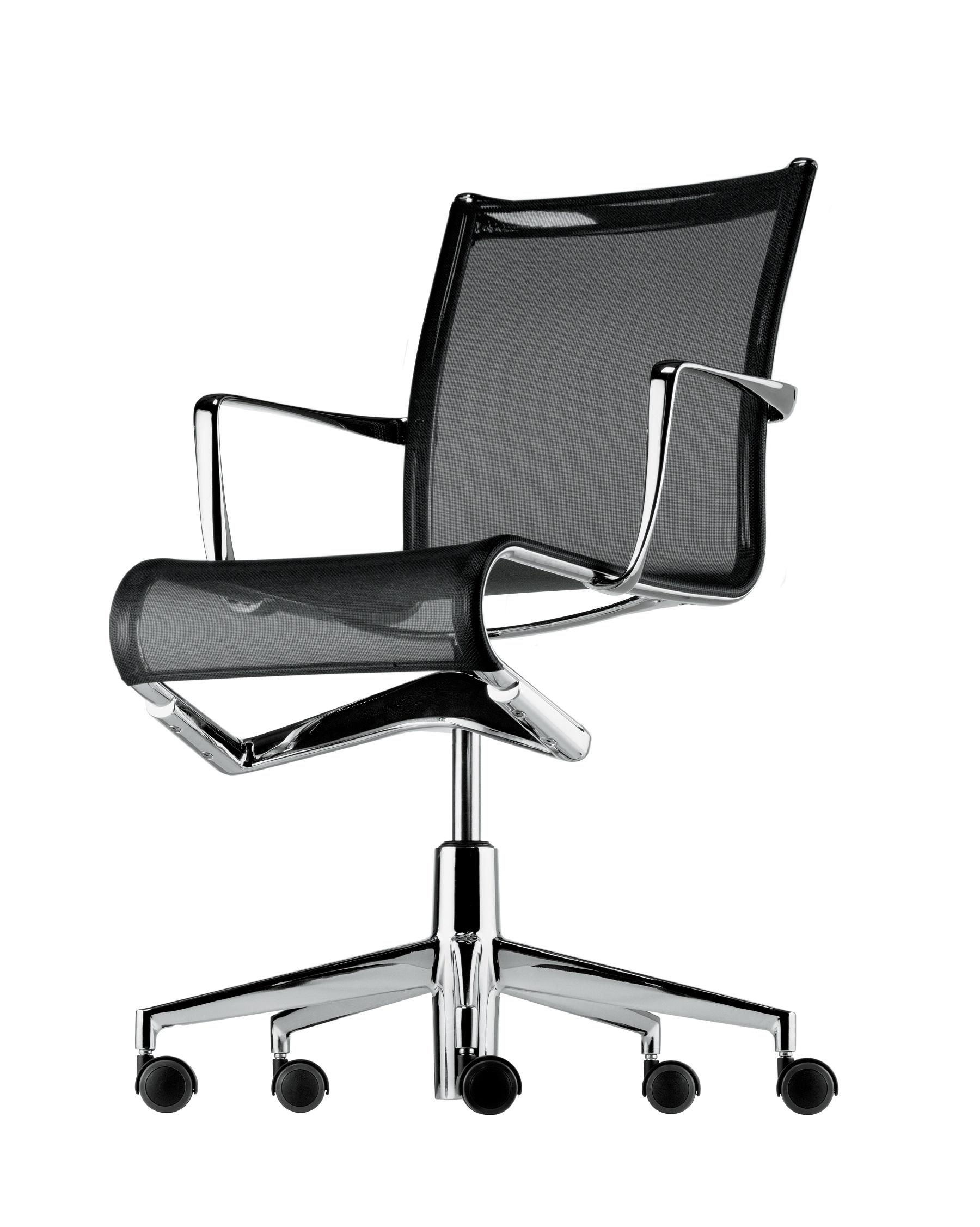 Alias 434 Rollingframe 44 Chair Black Mesh with Chromed Aluminum Frame by Alberto Meda

Height adjustable chair with arms, with soft (or hard or soft breaking ***) castors and 5-star swivel base. Structure made of extruded aluminium profile and