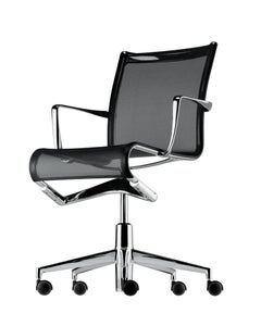 Alias 434 Rollingframe 44 Chair in Black Mesh with Chromed Aluminum Frame