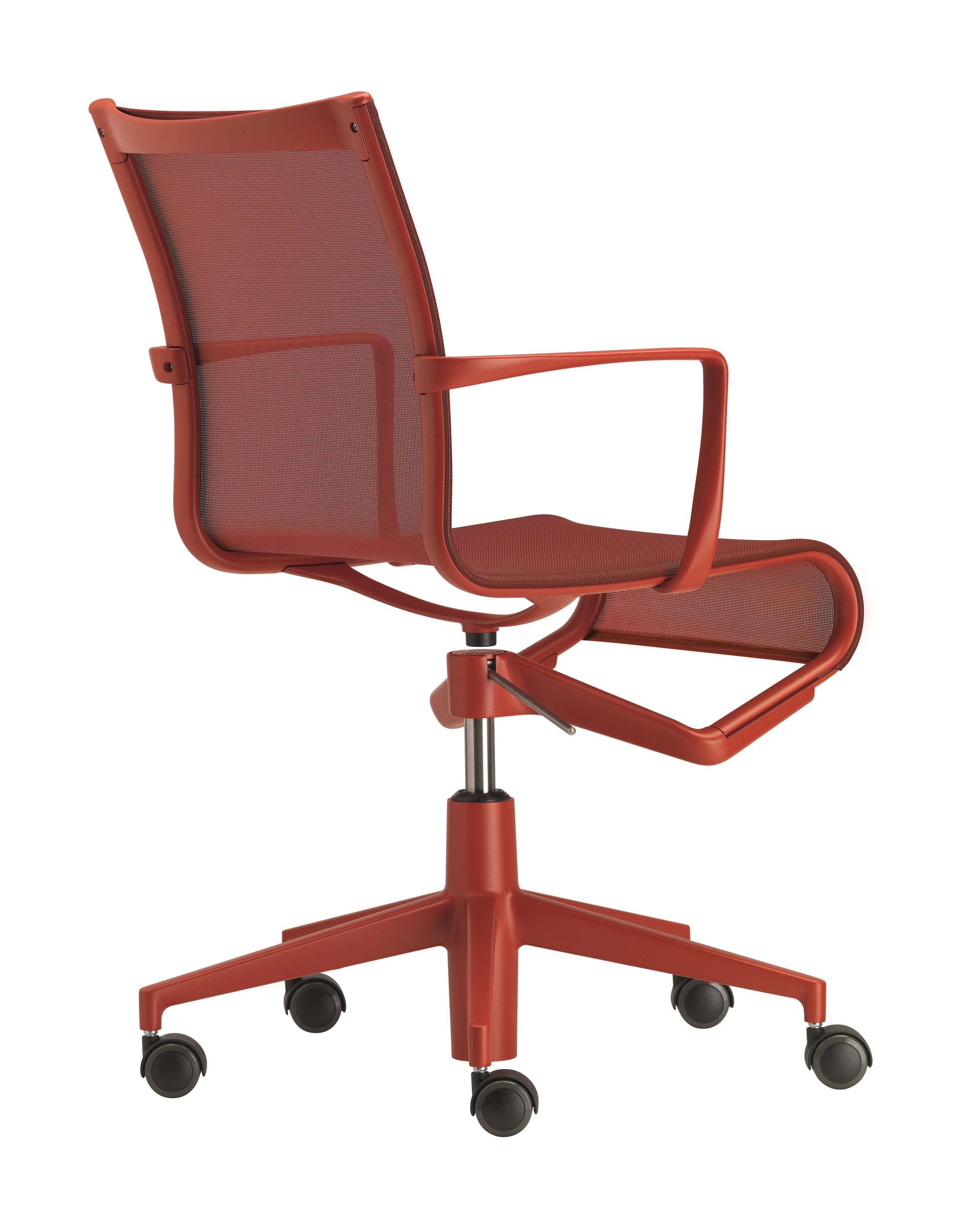 Contemporary Alias 434 Rollingframe 44 Chair in Coral Red Mesh & Red Lacquered Aluminum Frame For Sale