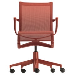 Alias 434 Chaise à cadre à roulettes 44 en maille rouge corail et cadre en aluminium laqué rouge
