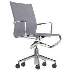 Alias 434 Chaise à cadre roulant 44 avec assise grise et cadre en aluminium chromé