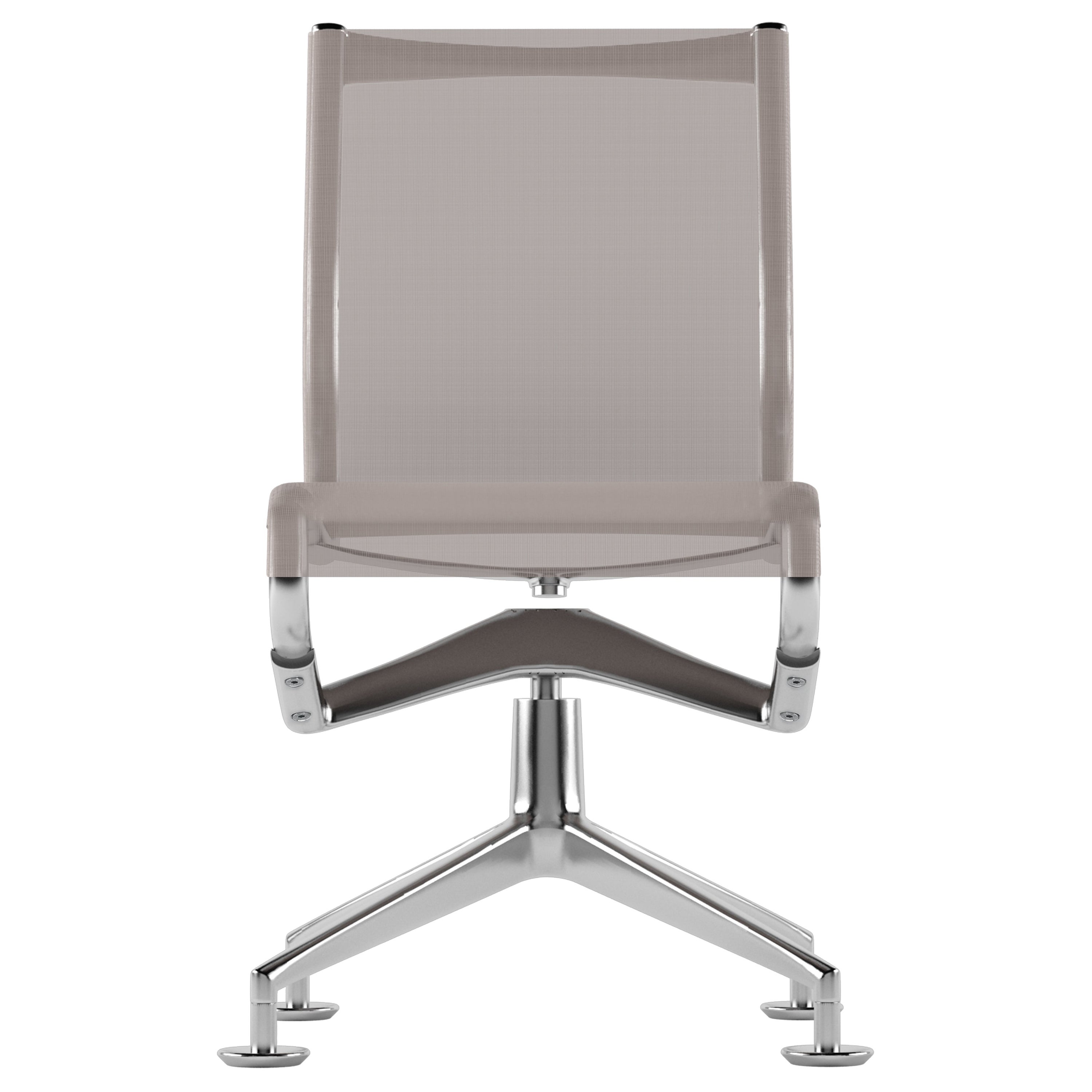 Chaise de réunion Alias 436 pivotante en maille de sable avec cadre en aluminium chromé