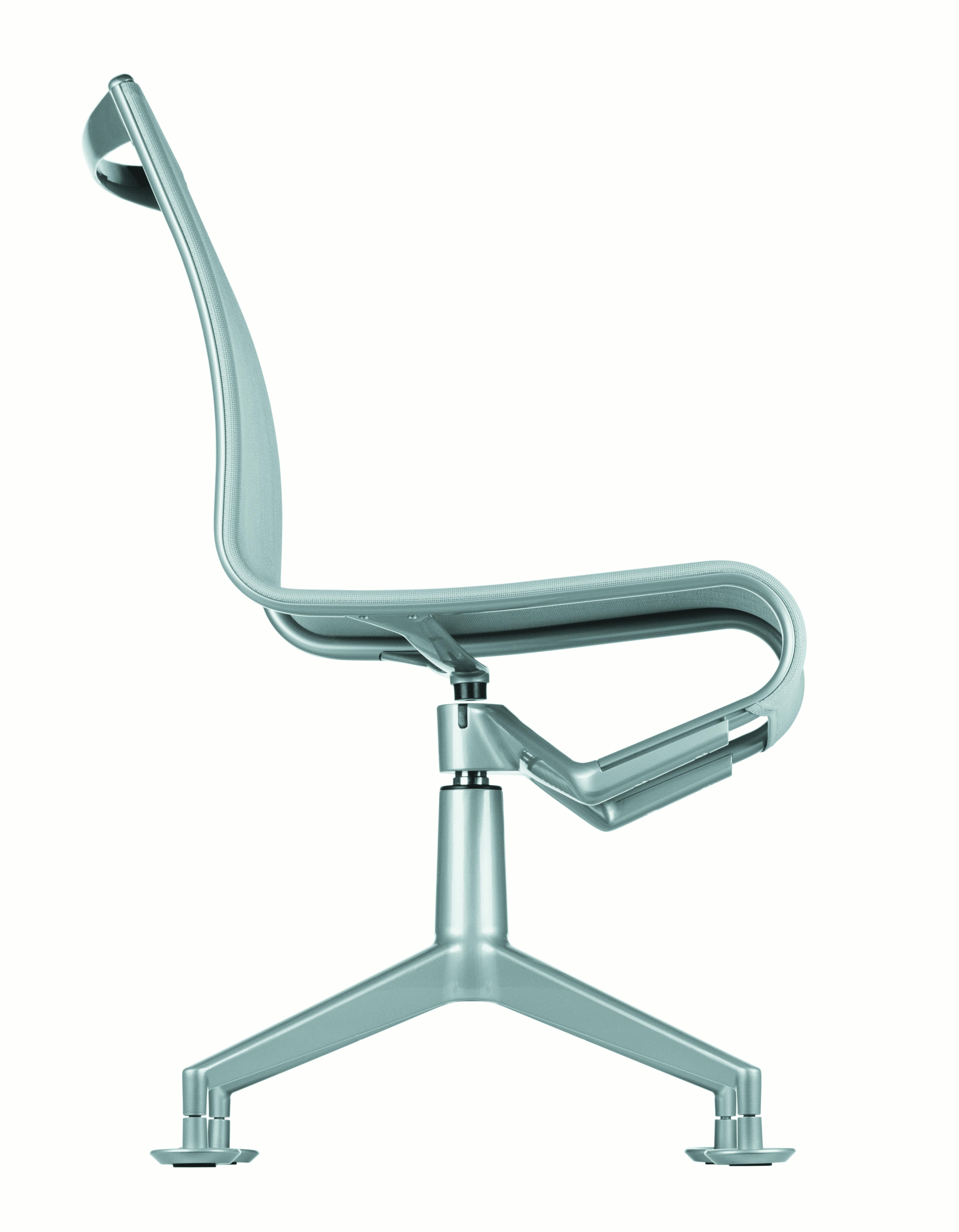 Alias 437 Meetingframe 44 Chair in White Mesh with Lacquered Aluminum Frame by Alberto Meda

Self adjusting swivel chair with arms with 4-star base with glides. Structure made of extruded aluminium profile and die-cast aluminium elements. Seat and