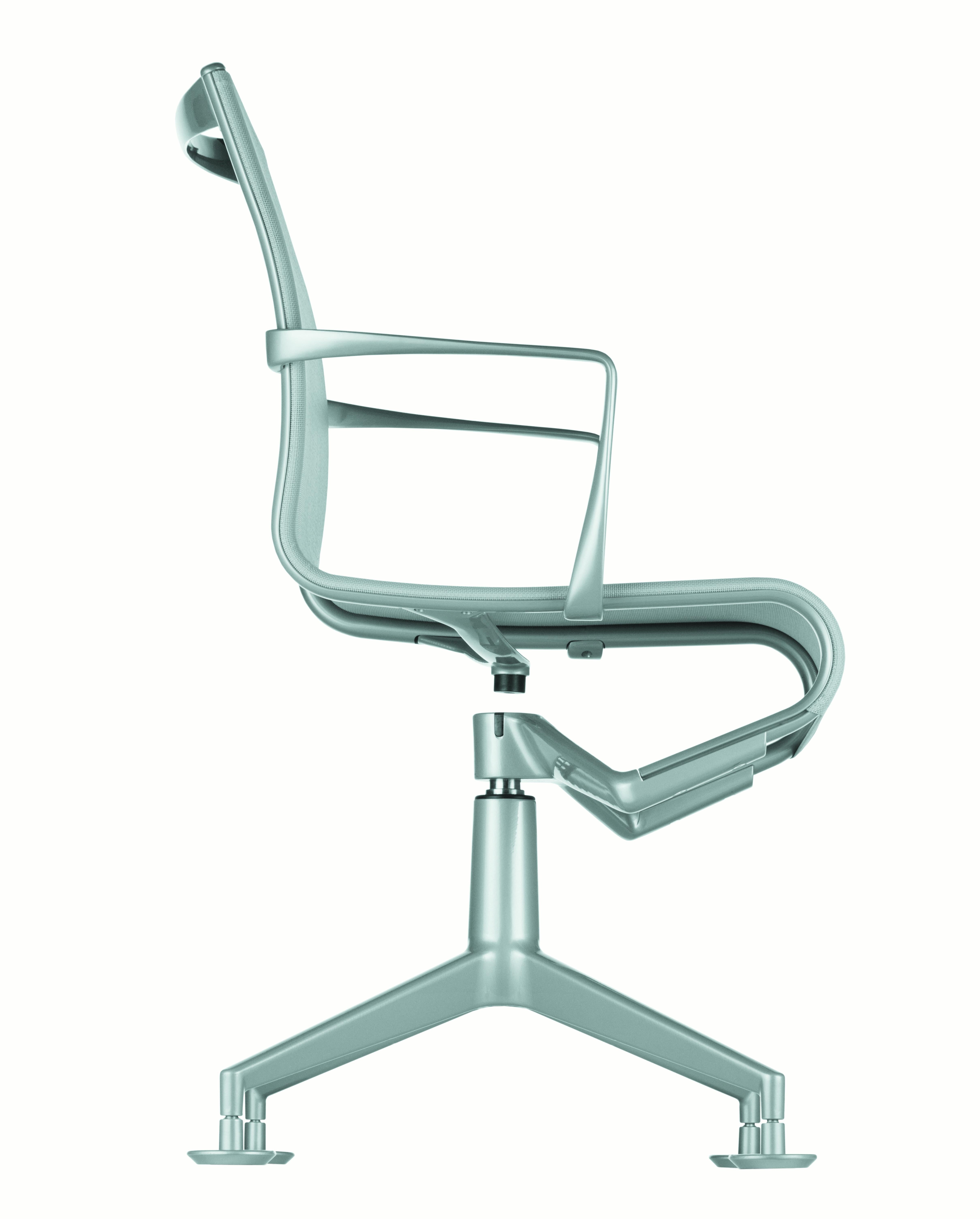 437 Meetingframe 44 Stuhl aus weißem Mesh mit lackiertem Aluminiumrahmen (Italienisch) im Angebot