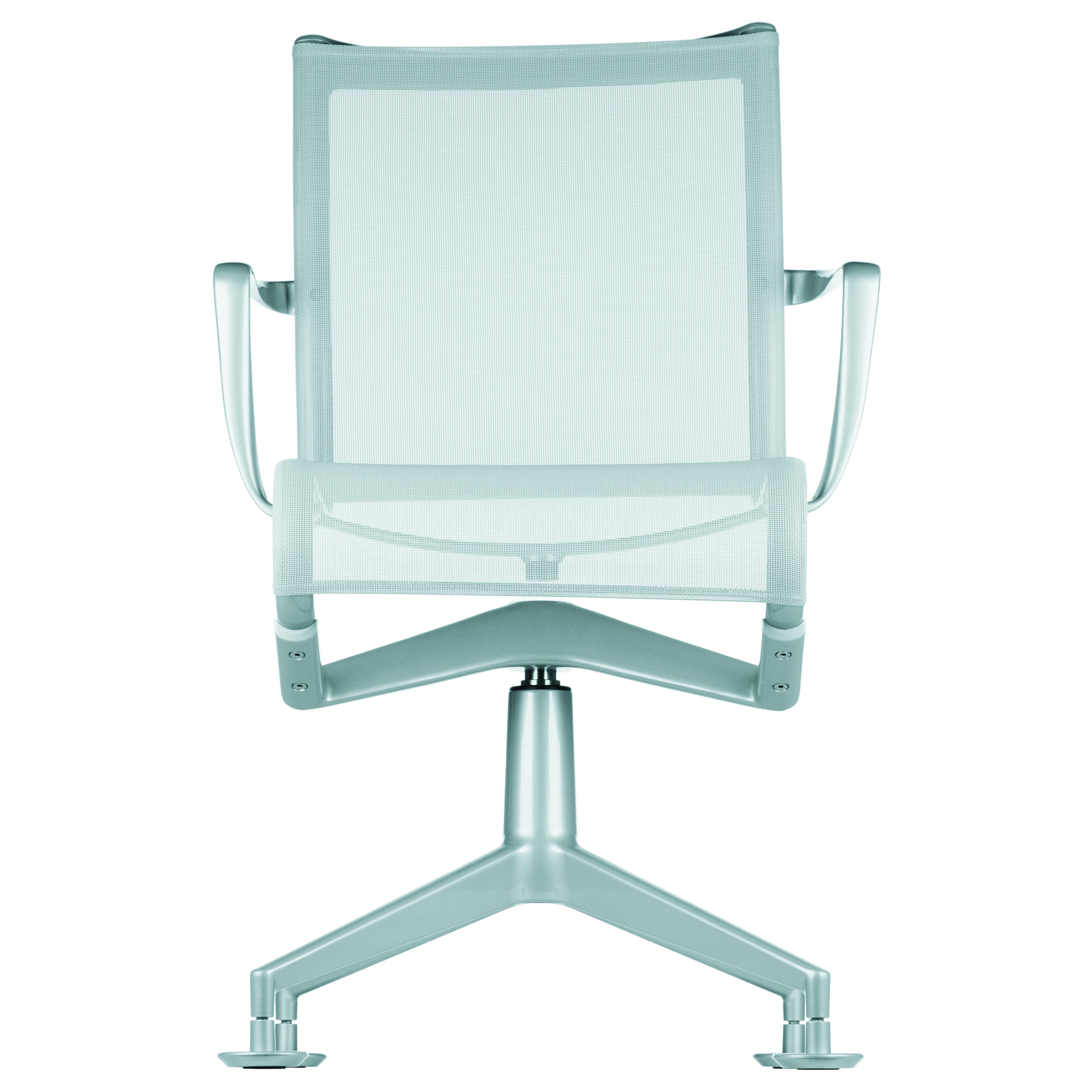 Silla Alias 437 Meetingframe 44 de malla blanca con estructura de aluminio lacado