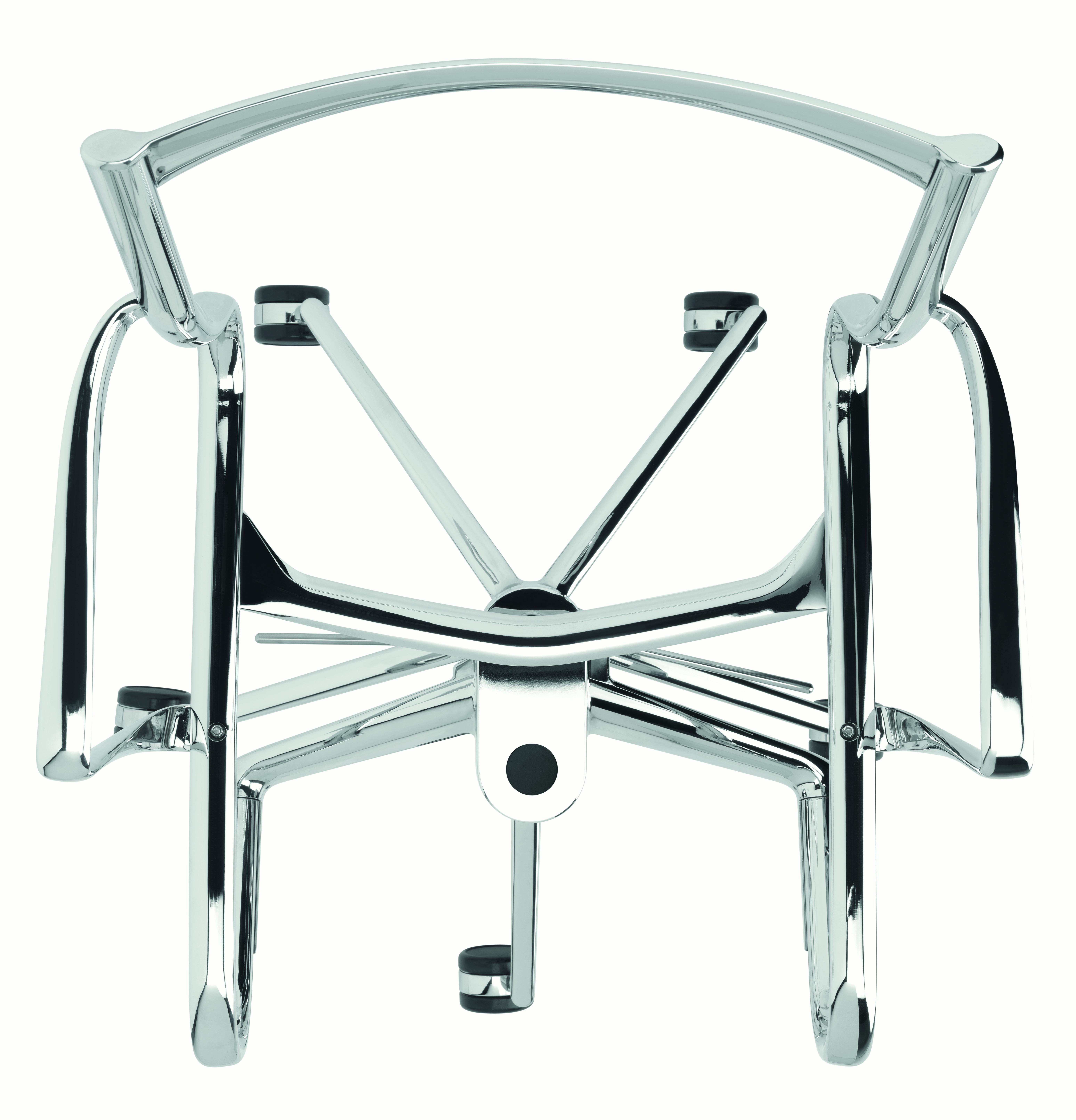 Italian Alias 445 Rollingframe+ Tilt 47 Chair in Black Leather & Chromed Aluminium Frame For Sale