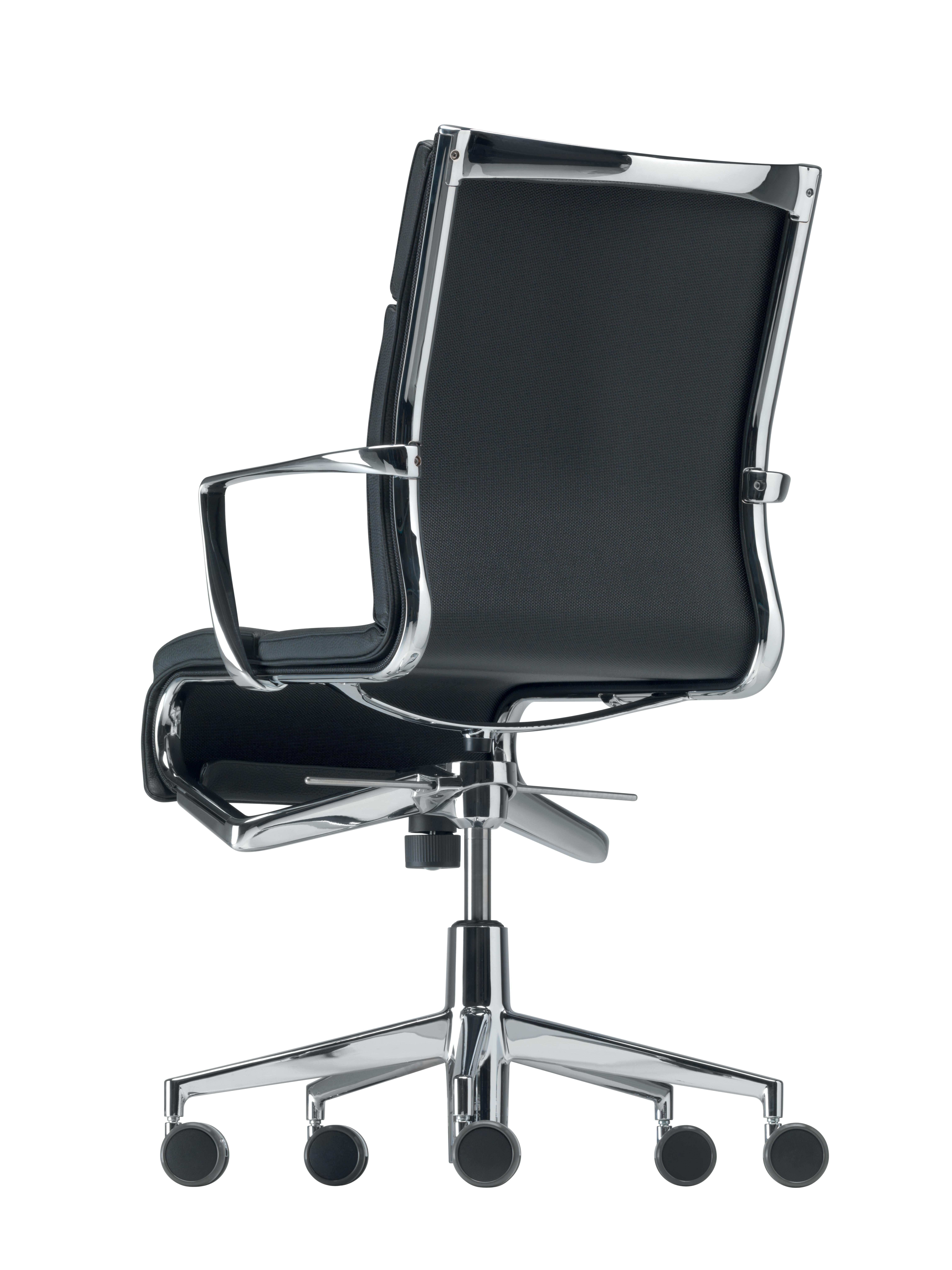 Italian Alias 445 Rollingframe+ Tilt 47 Chair in Black Mesh & Chromed Aluminium Frame For Sale