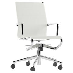 Chaise Alias 445 Rollingframe+ Tilt 47 avec assise blanche et cadre en aluminium chromé