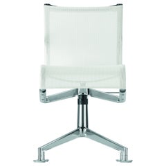 Alias 446 Chaise Meetingframe+ Tilt 47 en maille blanche avec cadre en aluminium chromé