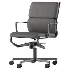 Alias 474 Chaise à cadre à roulettes 52 avec assise grise et cadre en aluminium laqué