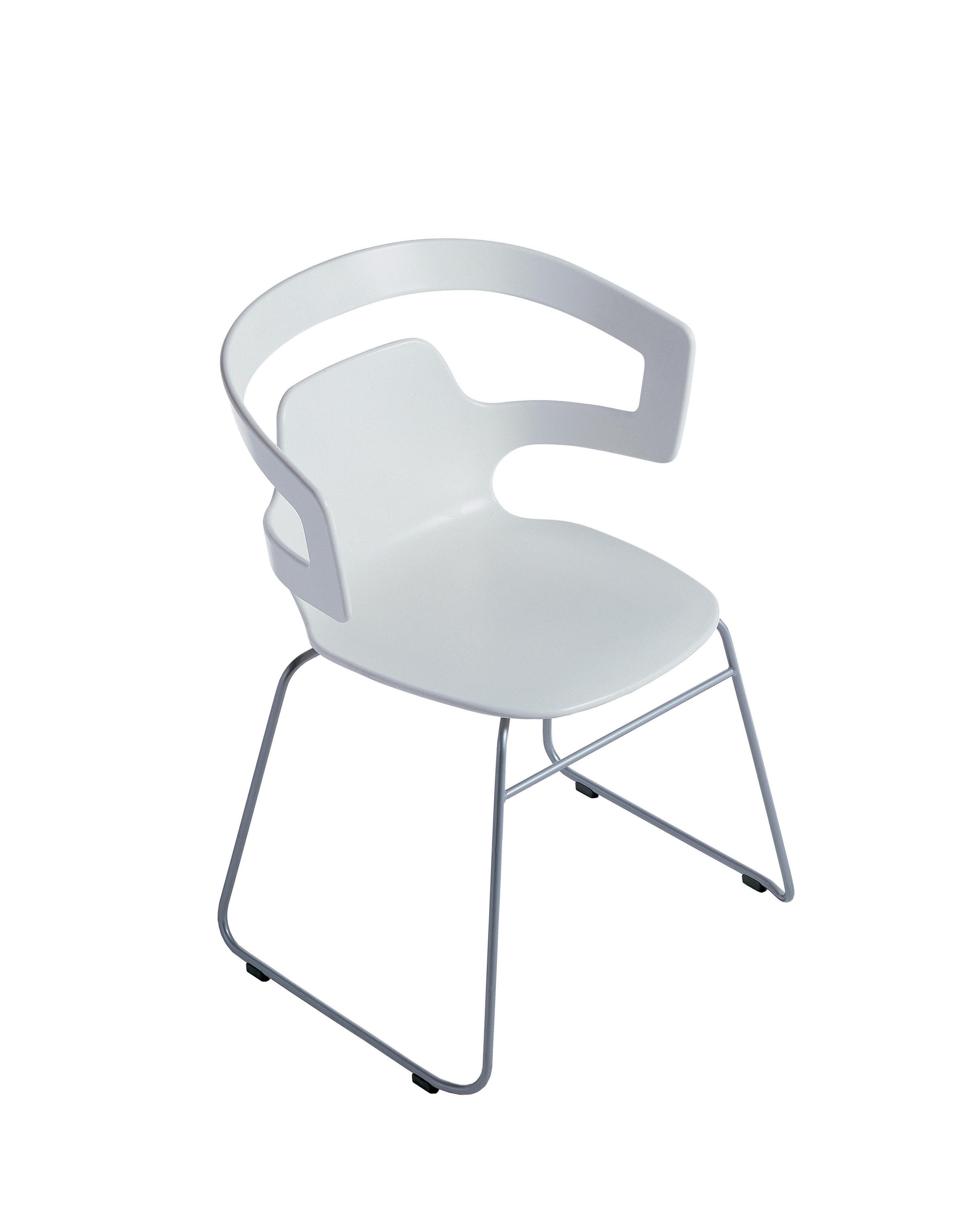 Italian Alias 501 Segesta Sledge Chair in White & Chromed Steel Frame by Alfredo Häberli For Sale