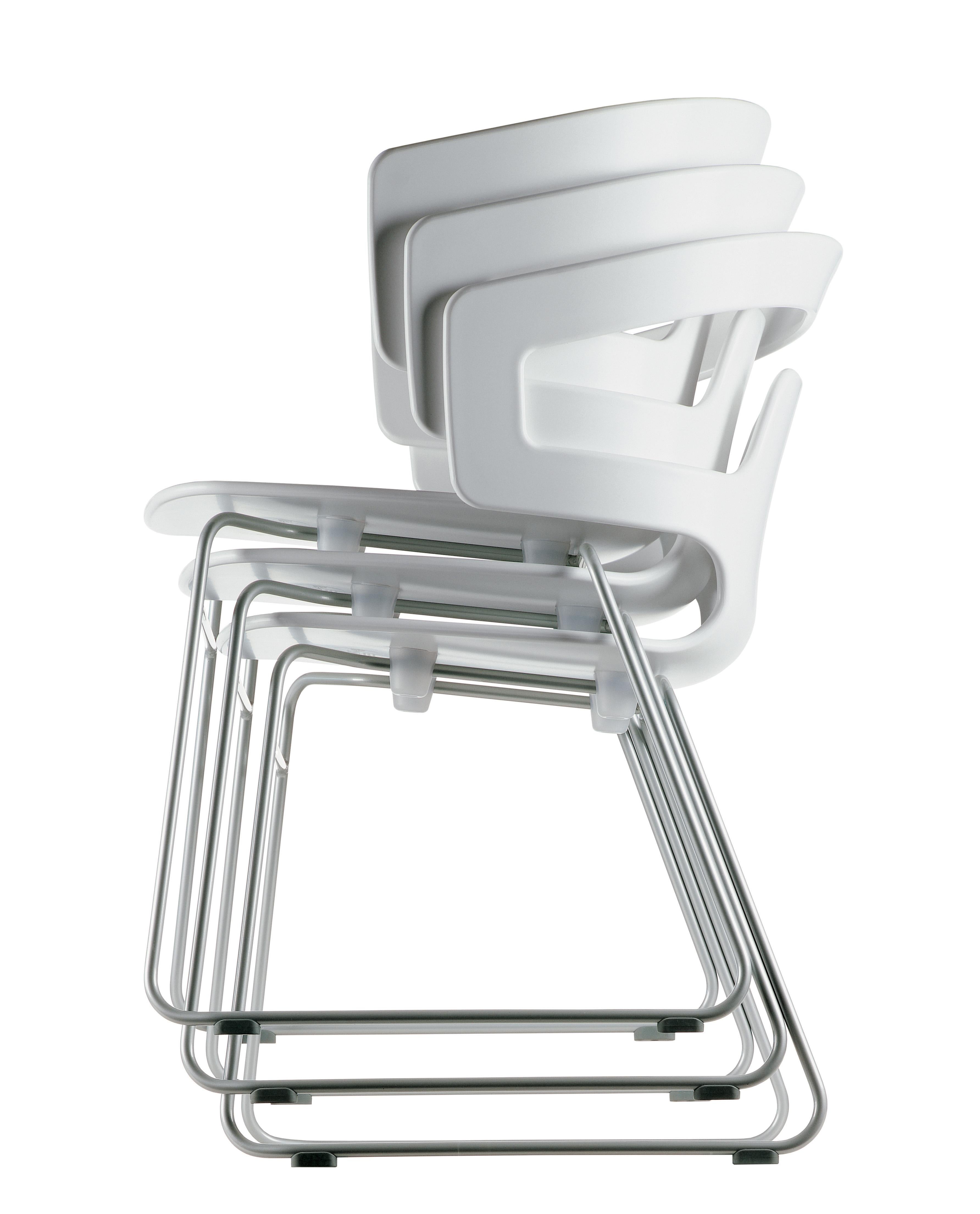Contemporary Alias 501 Segesta Sledge Chair in White & Chromed Steel Frame by Alfredo Häberli For Sale