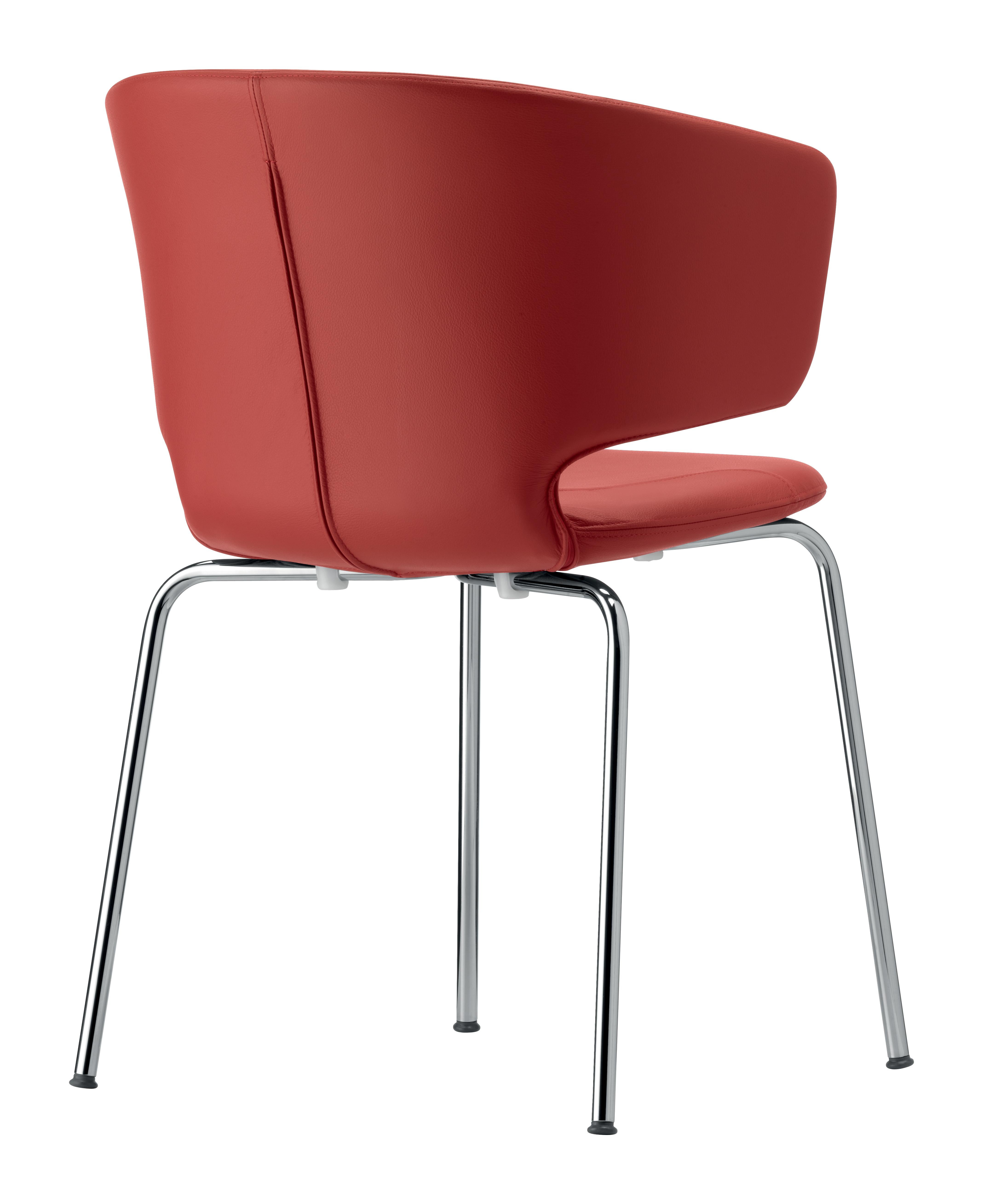 Italian Alias 503 Taormina Chair in Red Seat and Chromed Steel Frame by Alfredo Häberli For Sale