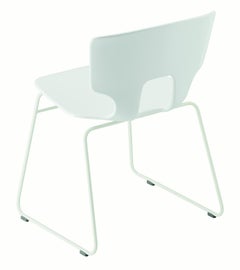 Alias 50B Erice Schlittenstuhl mit weiß lackiertem Stahlgestell von Alfredo Häberli