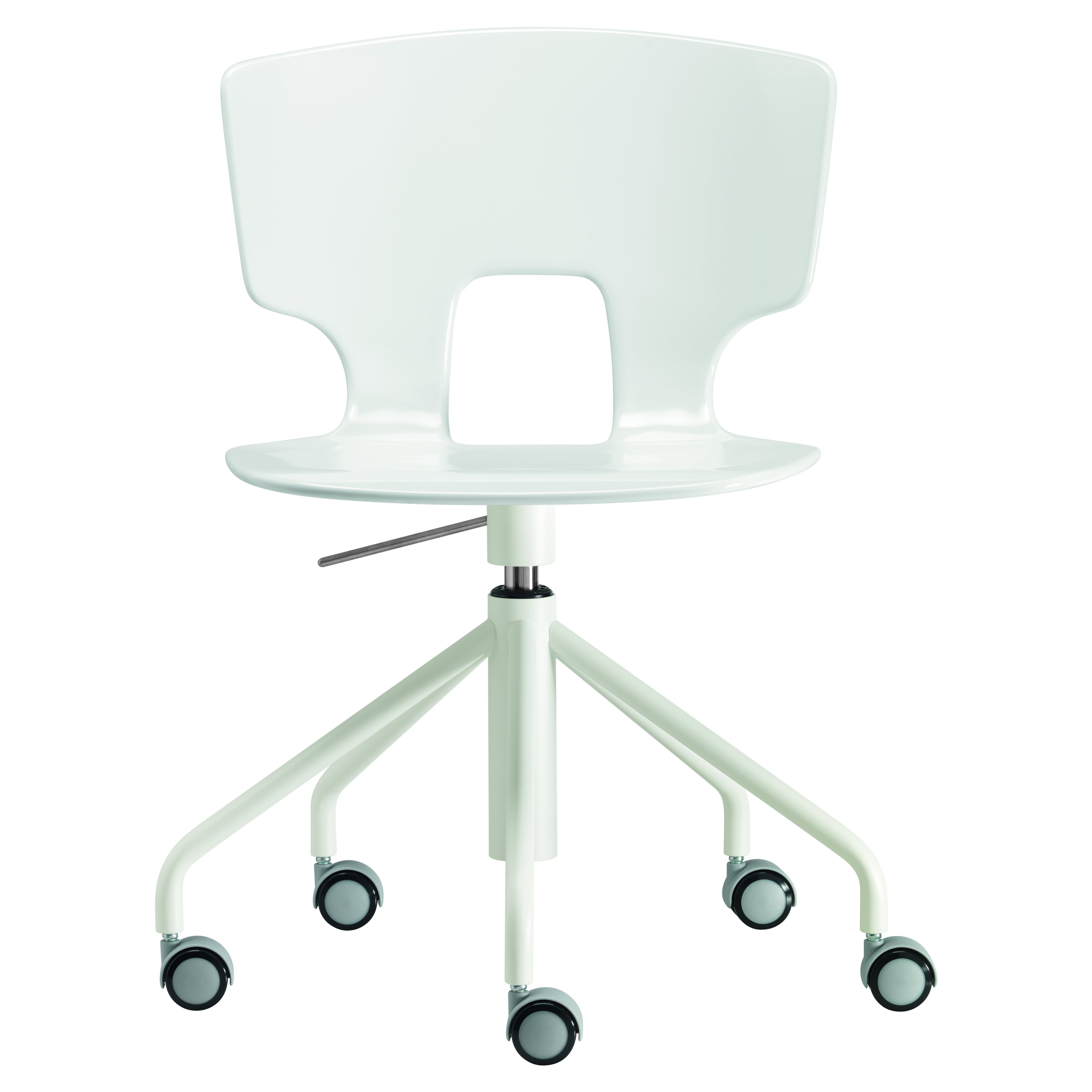Silla de estudio Alias 50C Erice, estructura de acero lacado en blanco, de Alfredo Häberli